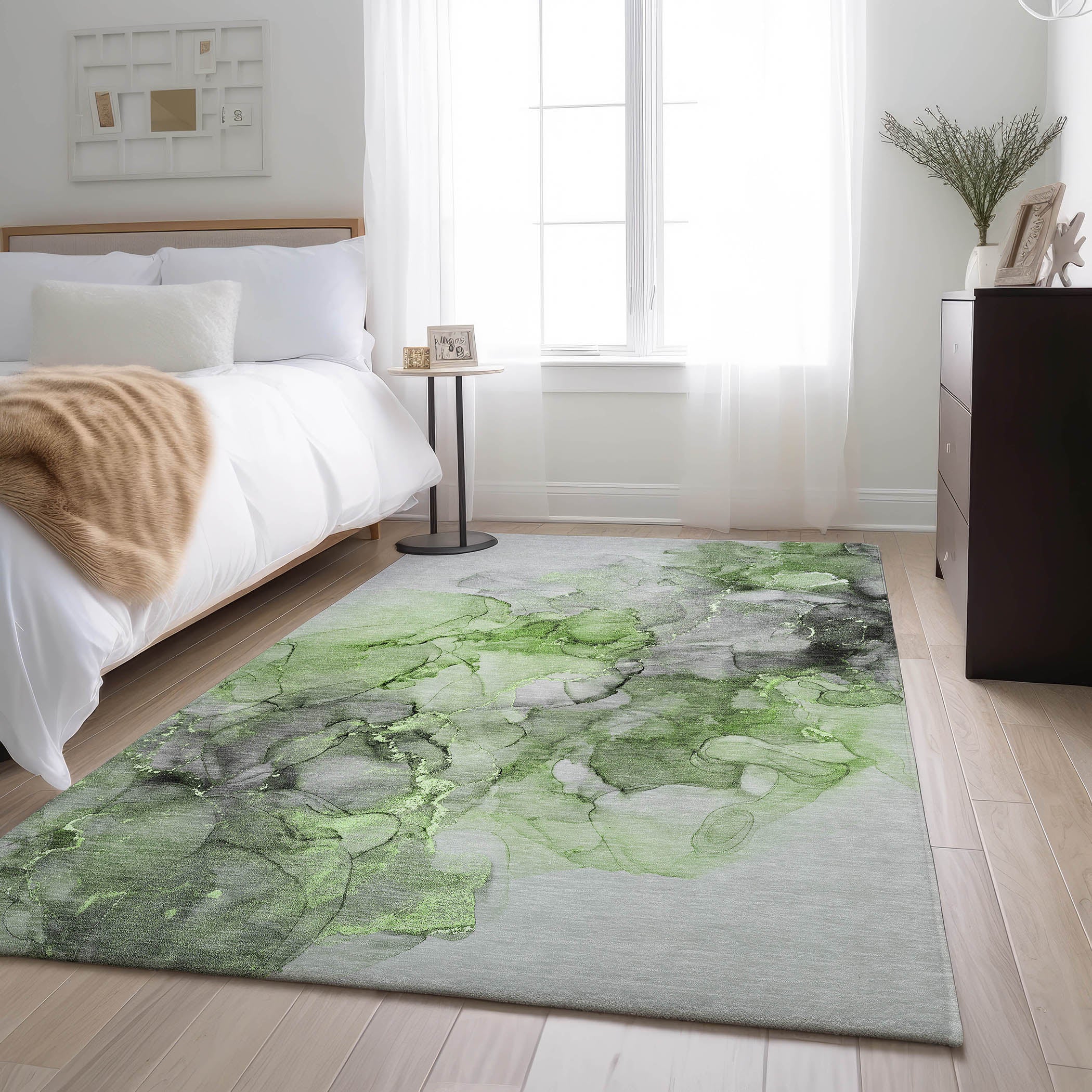 Marrakech Machine Washable Transitional Green Rug 2'6" x 3'10" #shape_Rectangle