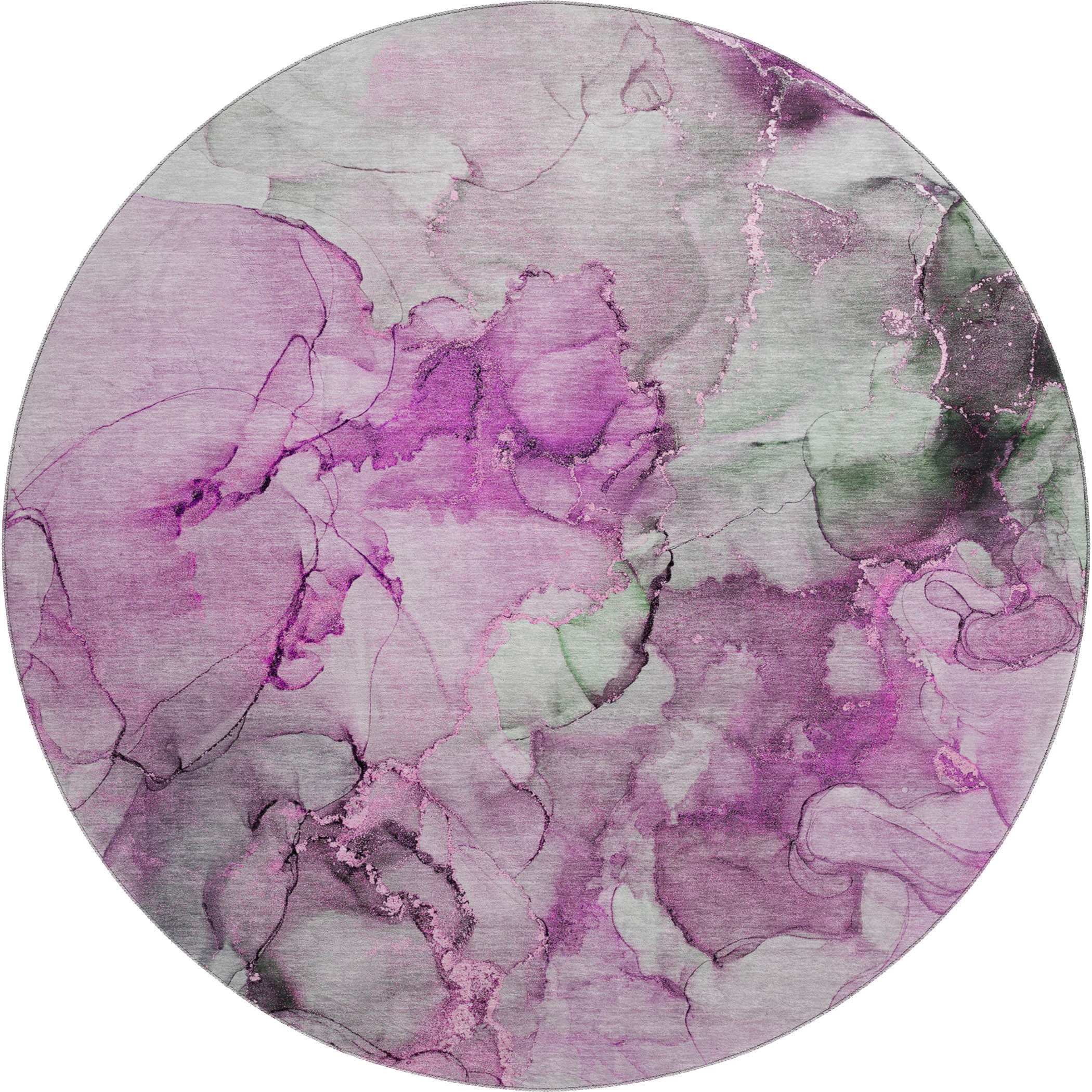 Marrakech Machine Washable Transitional Pink Rug 8' x 8' #shape_Round