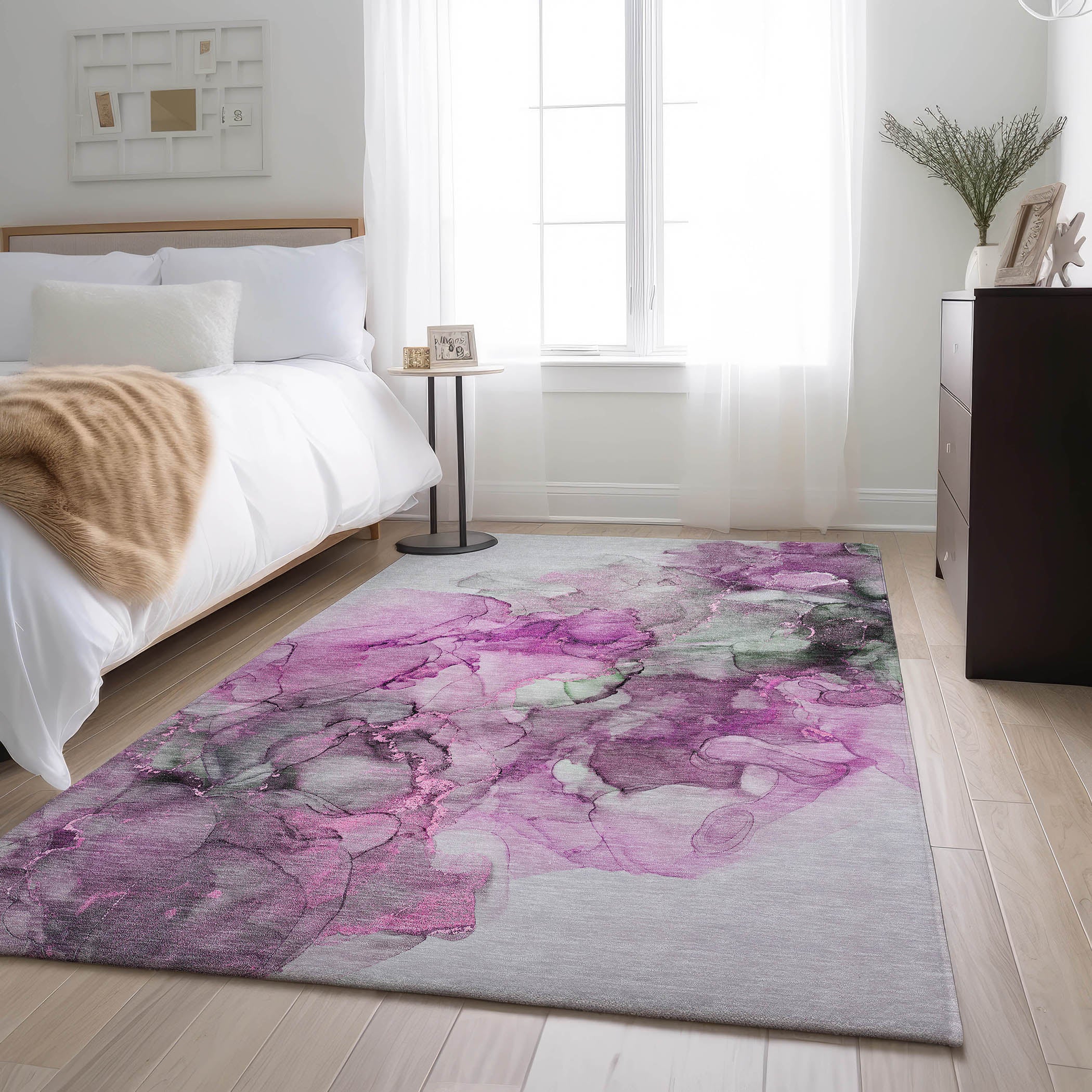 Marrakech Machine Washable Transitional Pink Rug 2'6" x 3'10" #shape_Rectangle
