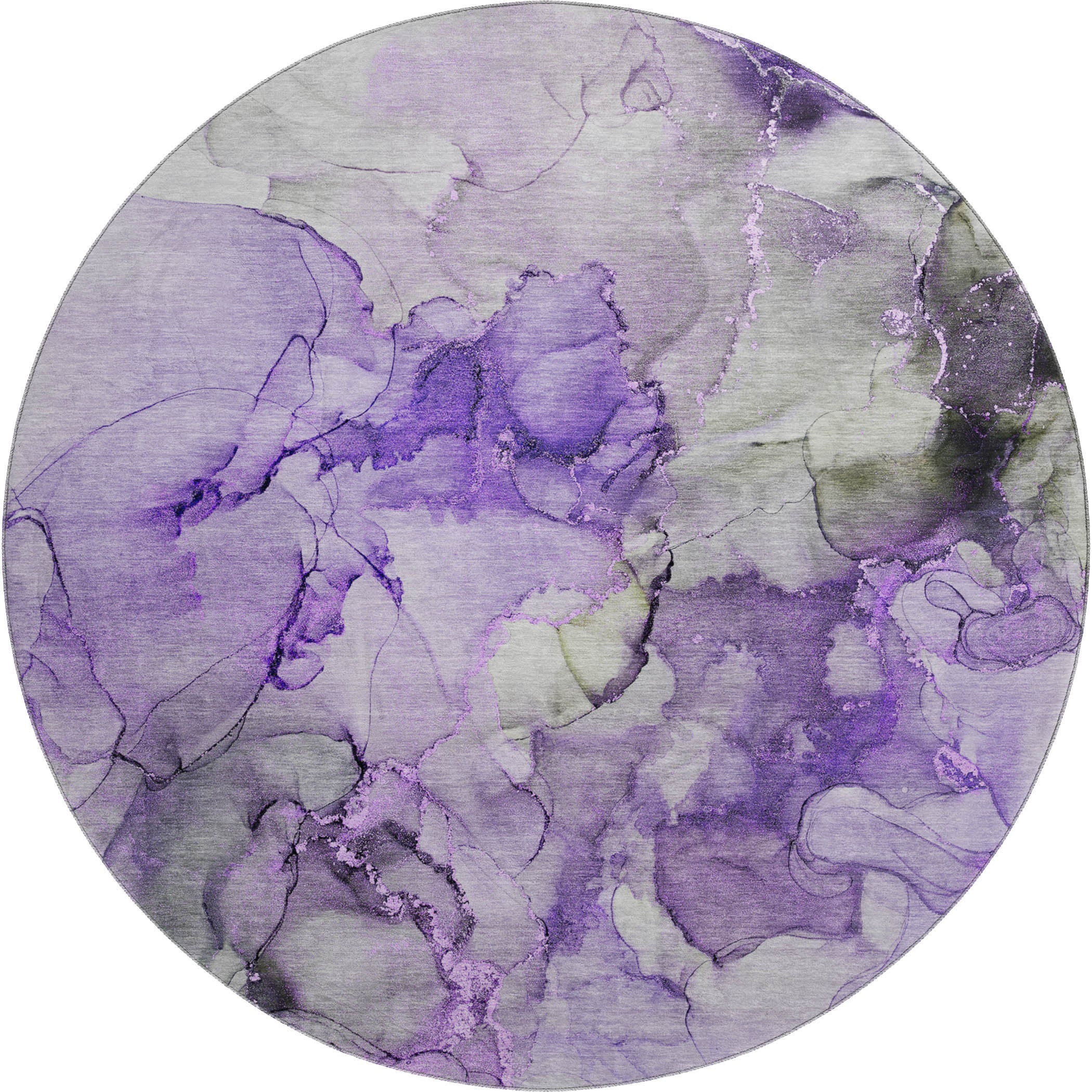 Marrakech Machine Washable Transitional Purple Rug 8' x 8' #shape_Round