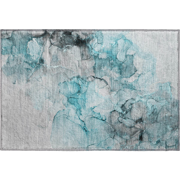 Marrakech Machine Washable Transitional Teal Rug 1'8" x 2'6"