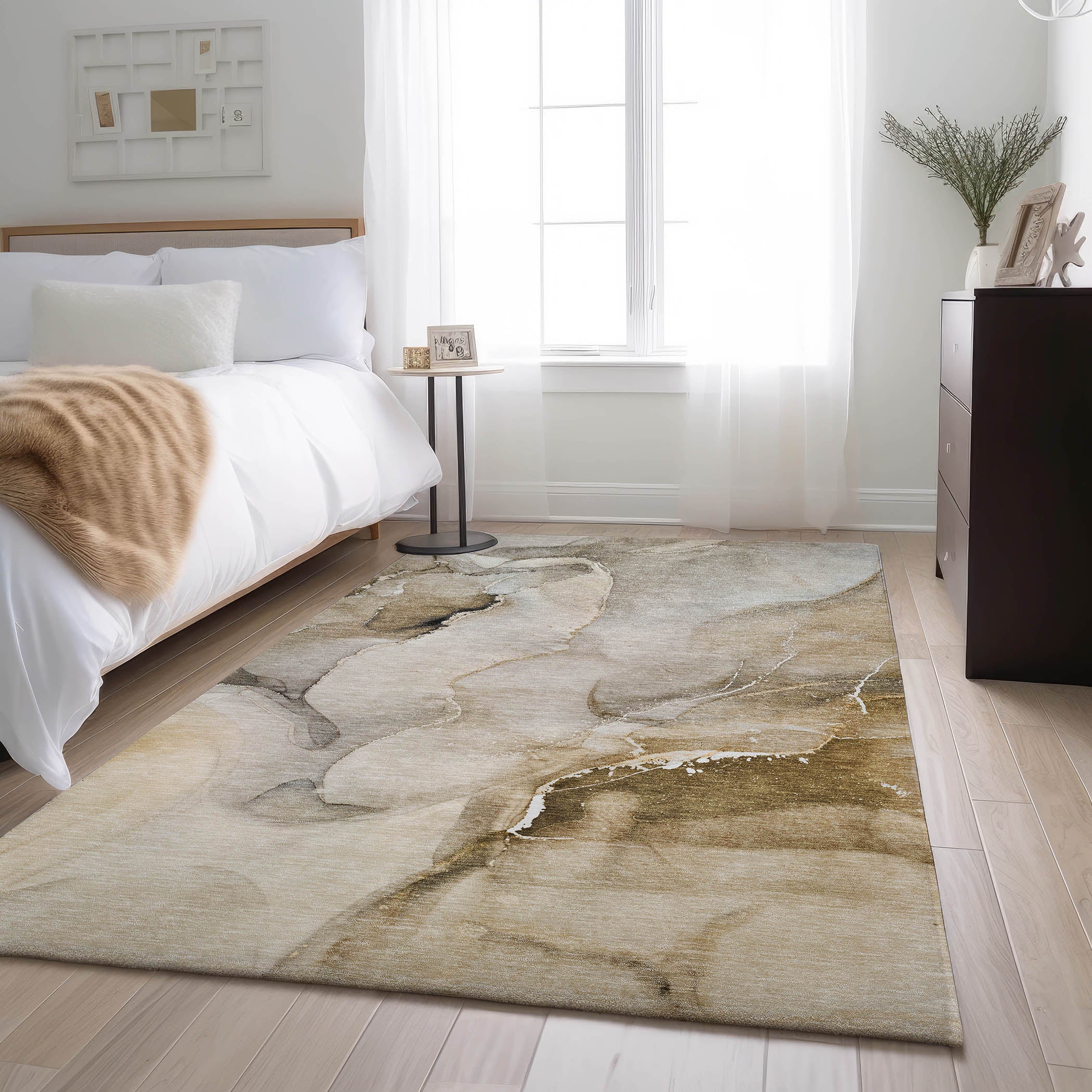 Budapest Machine Washable Transitional Beige Brown Rug 2'6" x 3'10" #shape_Rectangle