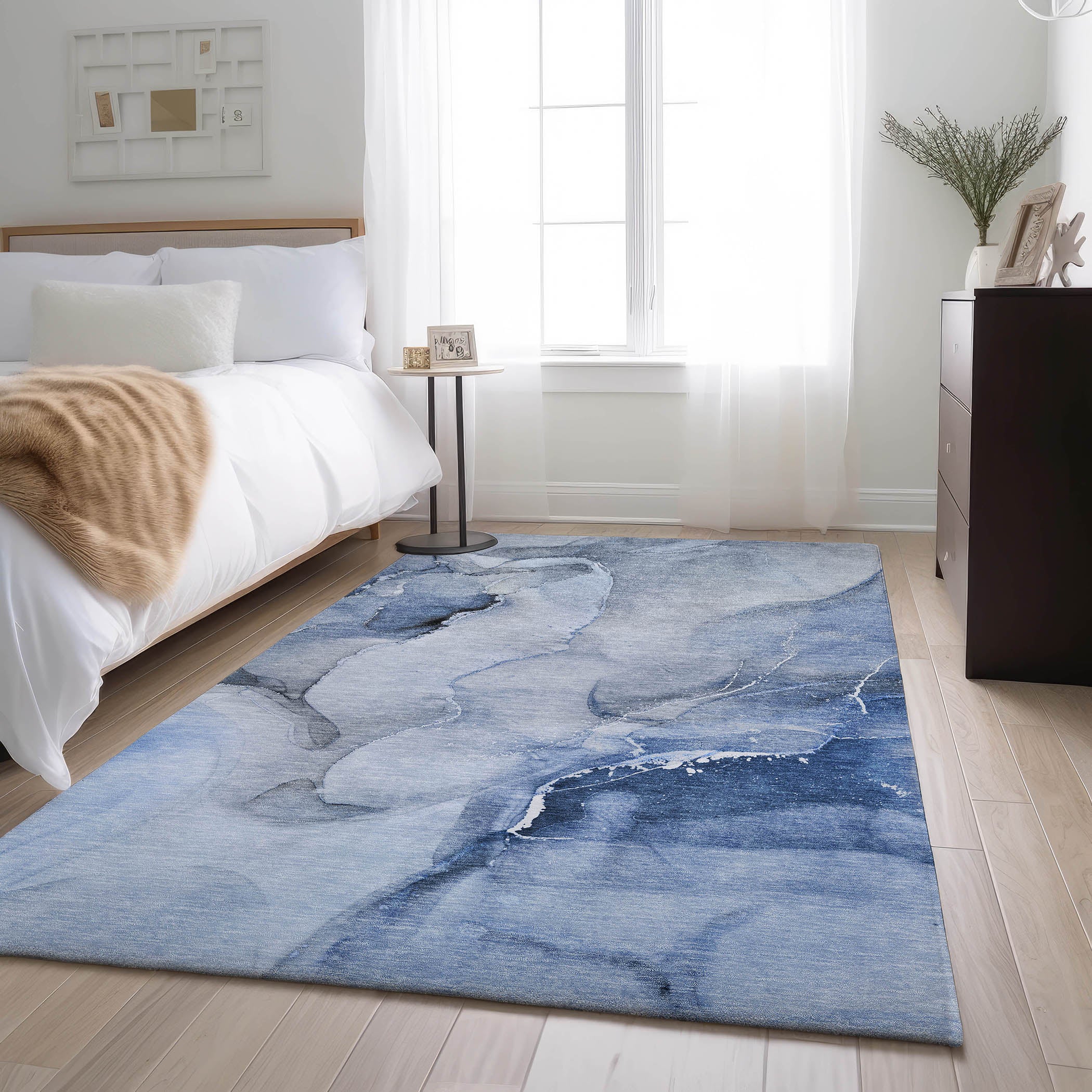 Budapest Machine Washable Transitional Blue Rug 2'6" x 3'10" #shape_Rectangle