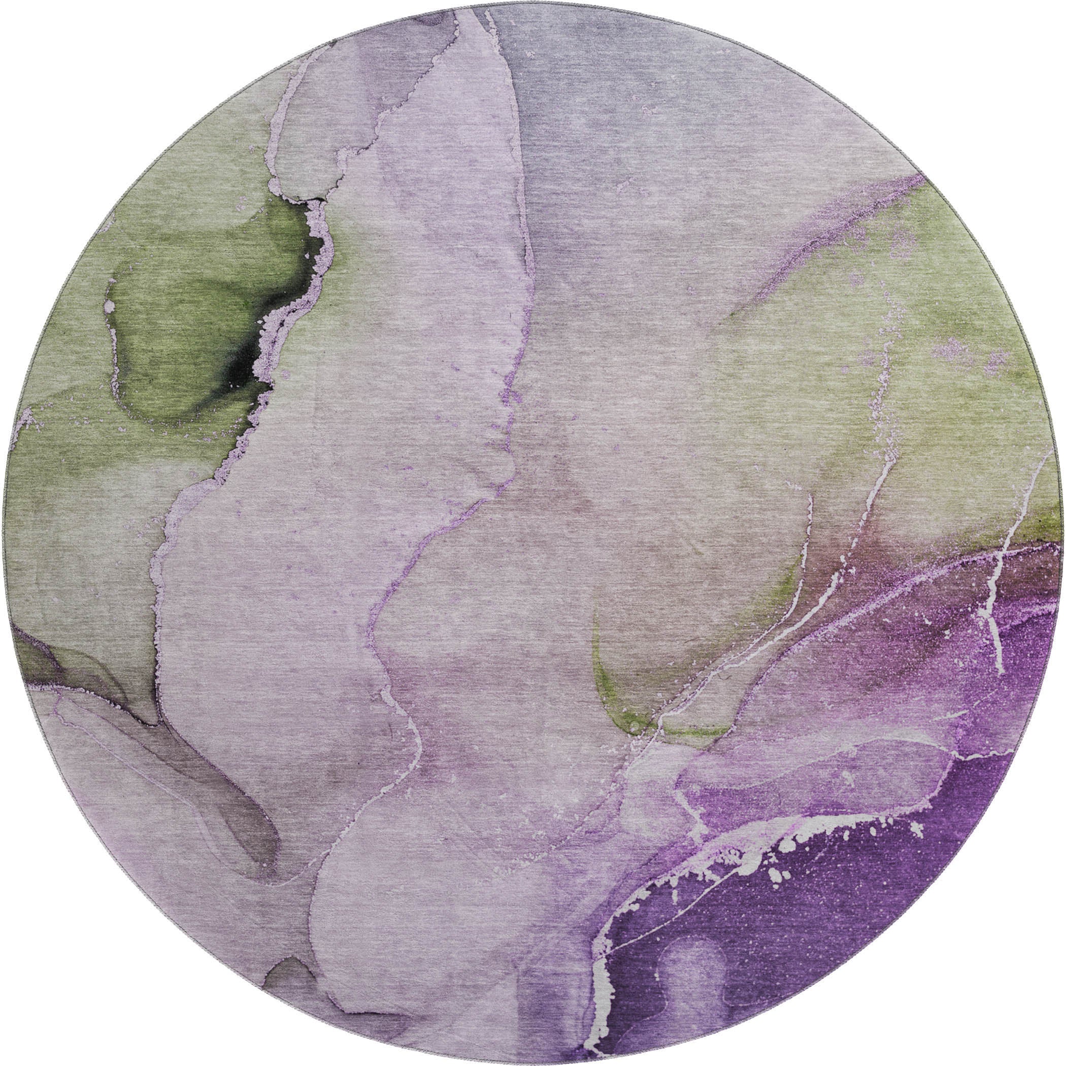 Budapest Machine Washable Transitional Purple Rug 8' x 8' #shape_Round