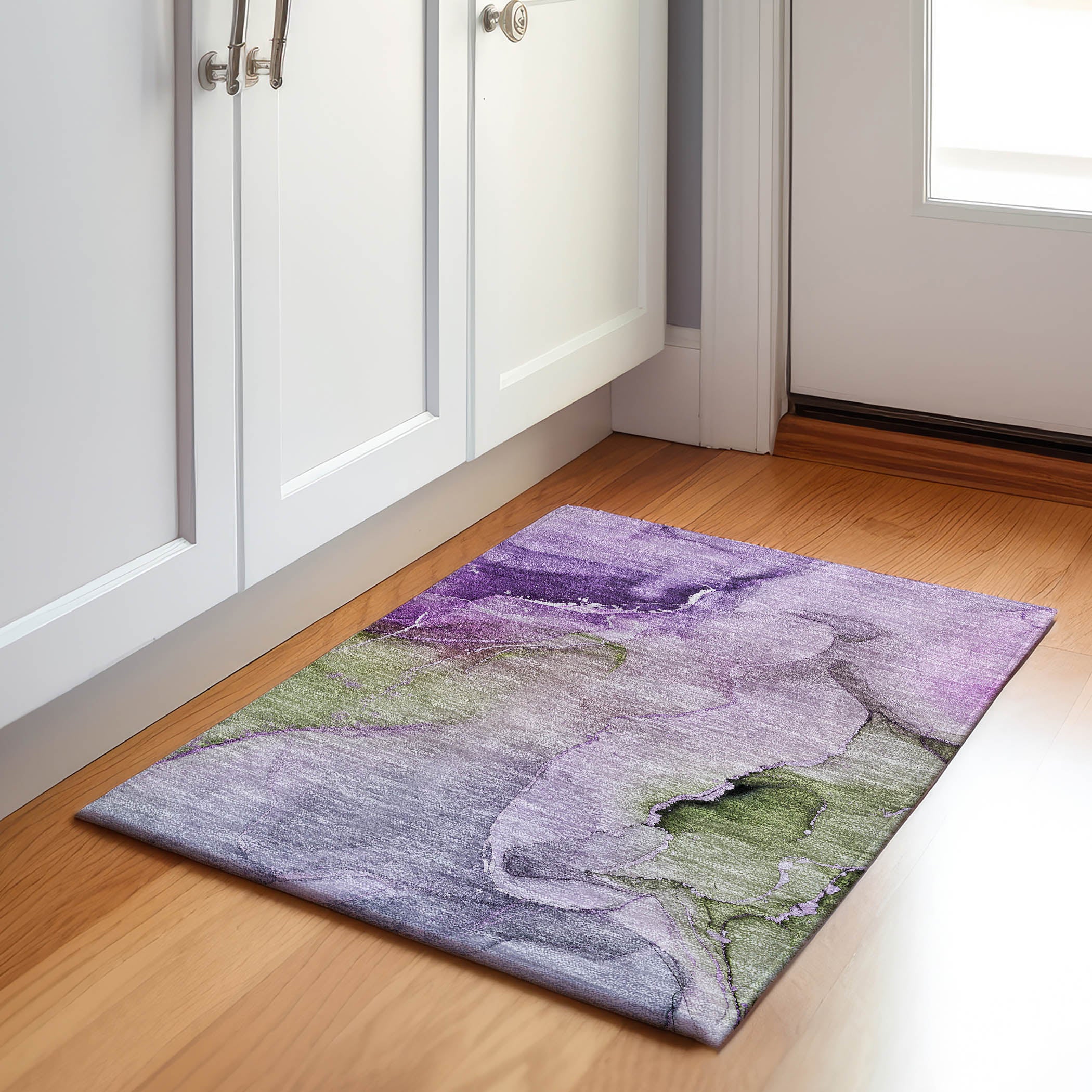 Budapest Machine Washable Transitional Purple Rug 1'8" x 2'6" #shape_Rectangle