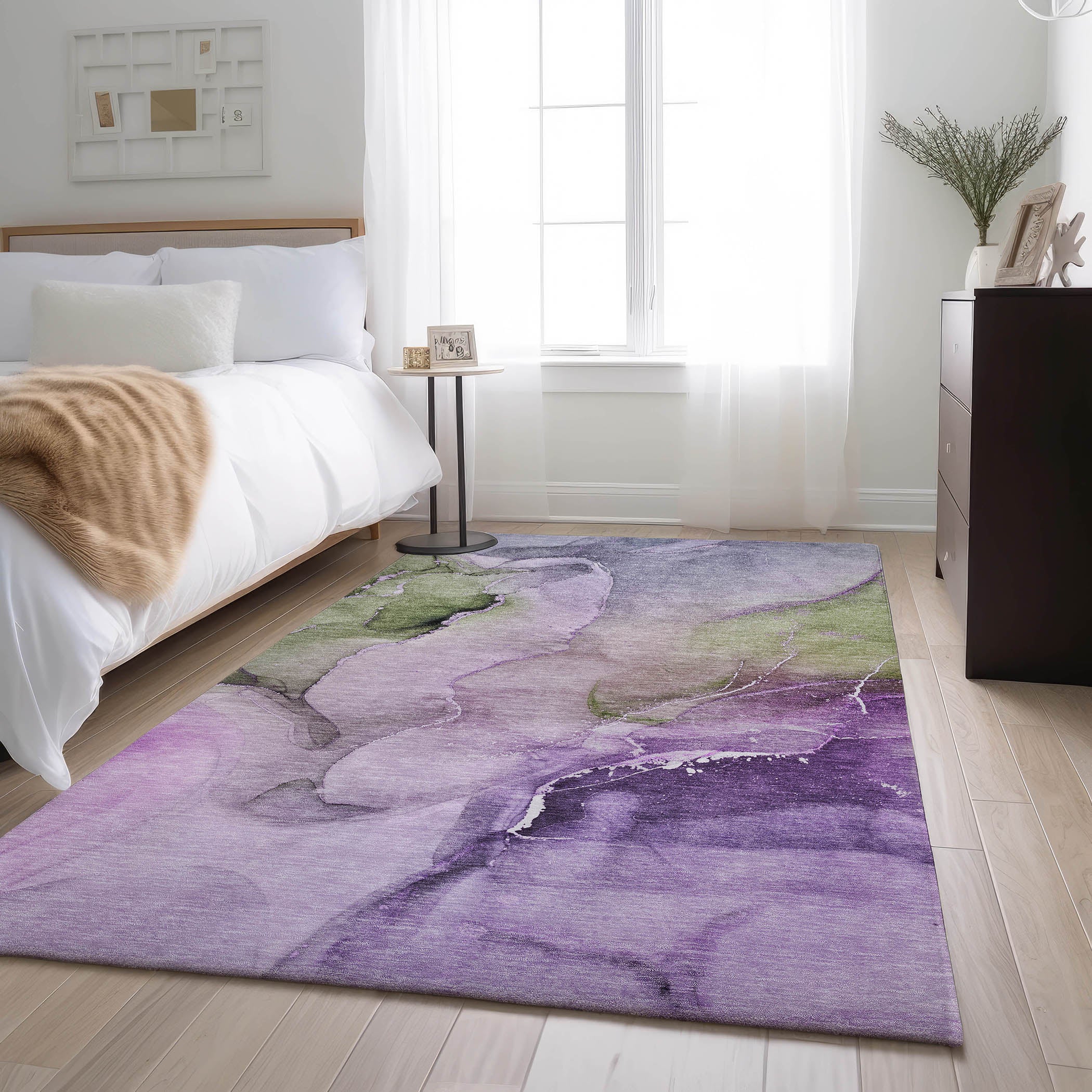 Budapest Machine Washable Transitional Purple Rug 2'6" x 3'10" #shape_Rectangle