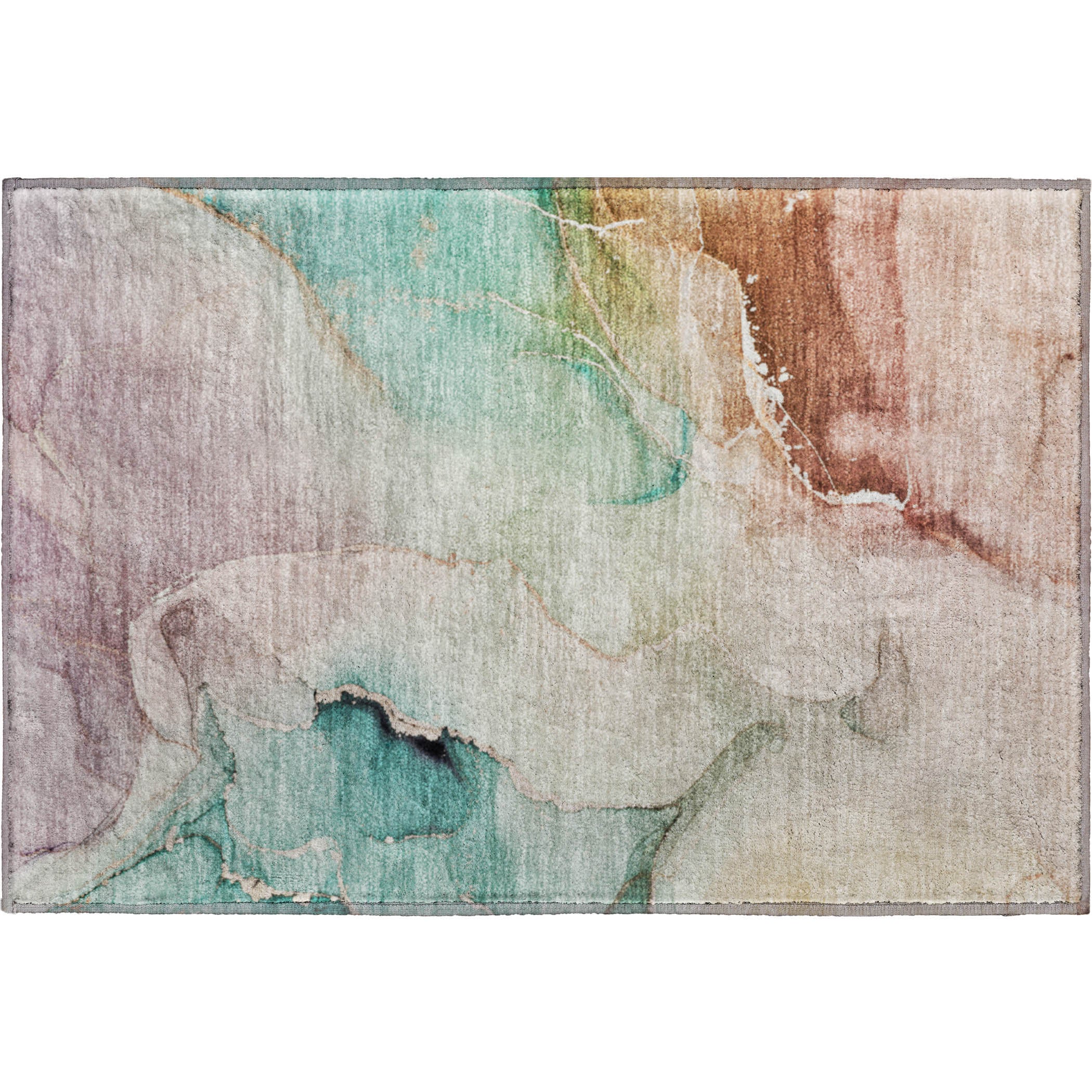 Budapest Machine Washable Transitional Teal Rug 1'8" x 2'6" #shape_Rectangle