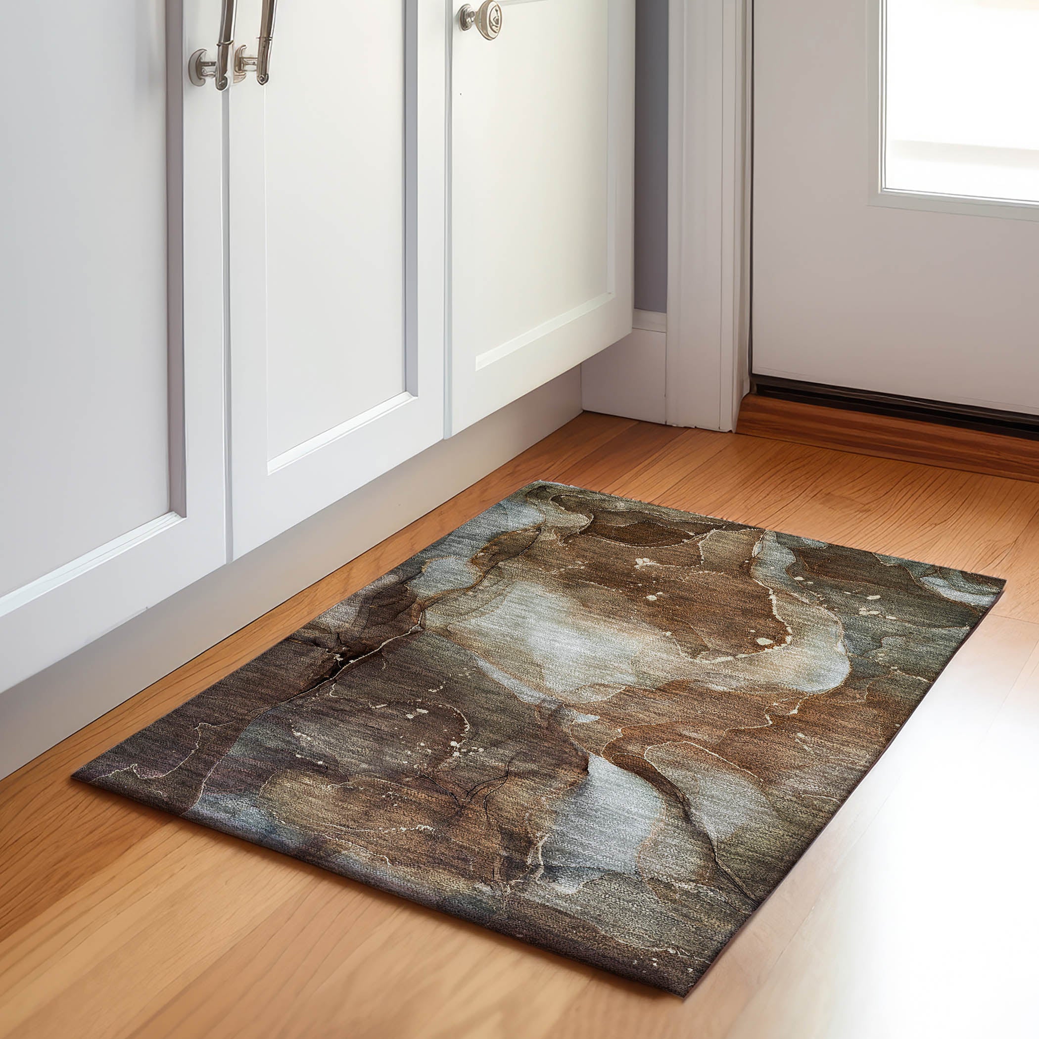 Valletta Machine Washable Transitional Brown Rug 1'8" x 2'6" #shape_Rectangle