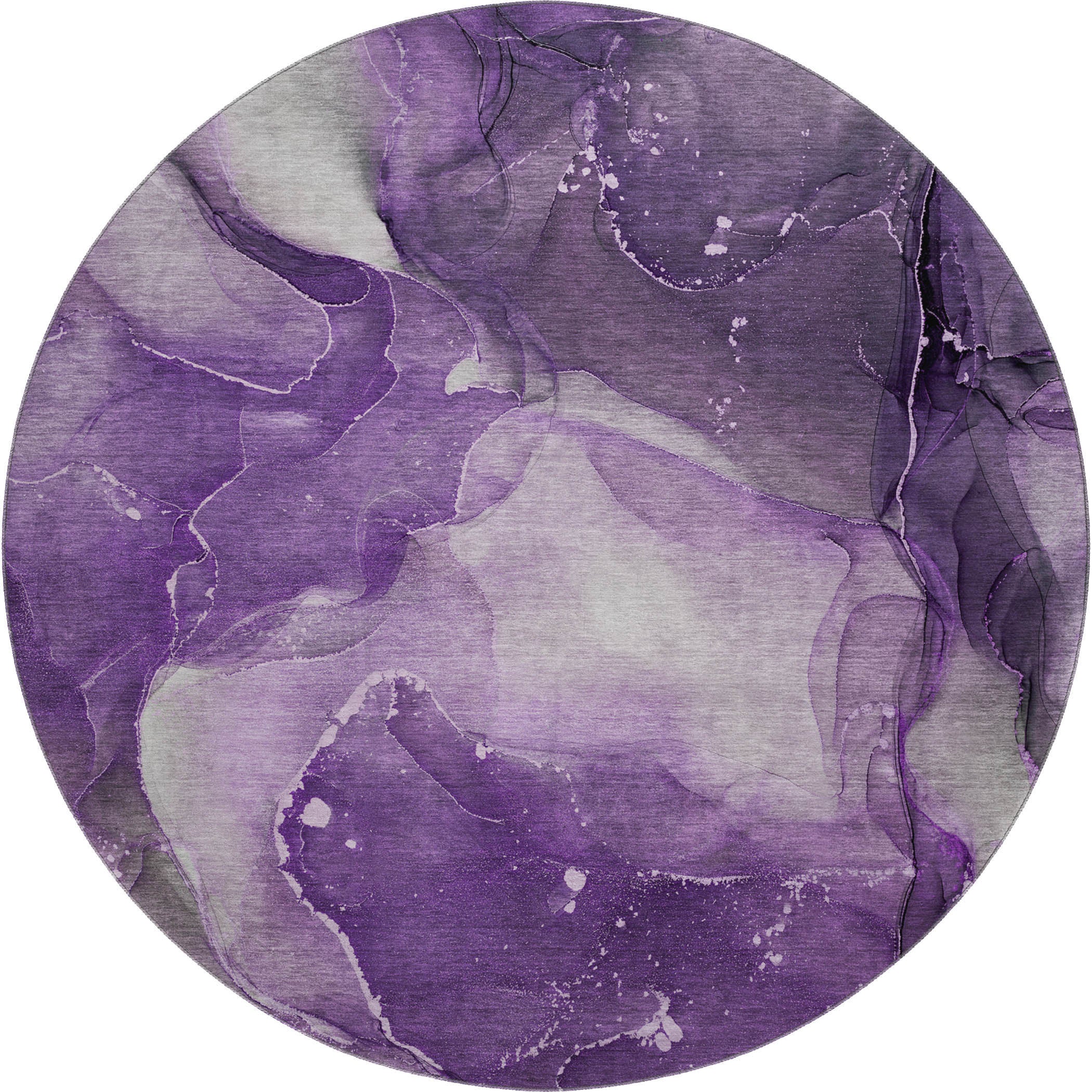 Valletta Machine Washable Transitional Purple Rug 8' x 8' #shape_Round