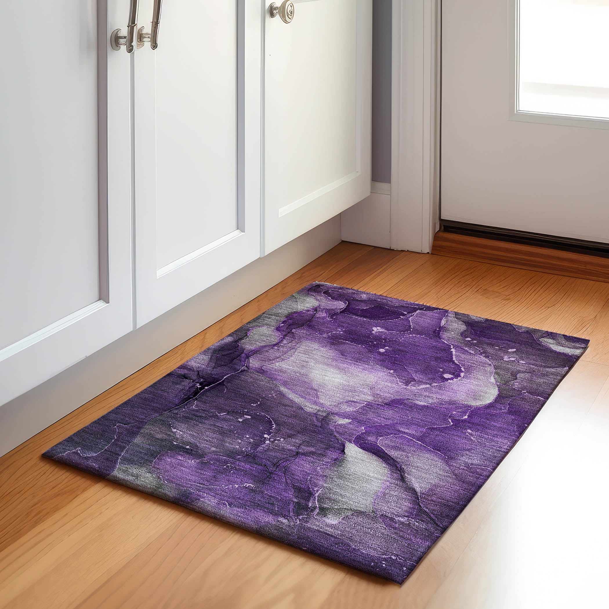Valletta Machine Washable Transitional Purple Rug 1'8" x 2'6" #shape_Rectangle