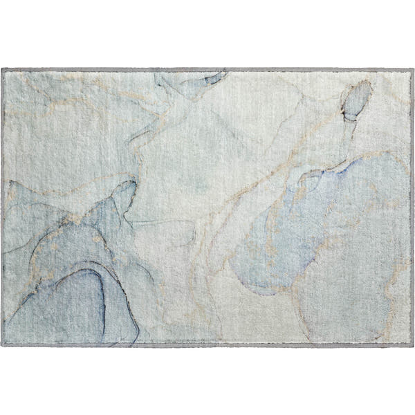 Zanzibar Machine Washable Transitional Sky Blue Rug 1'8" x 2'6"