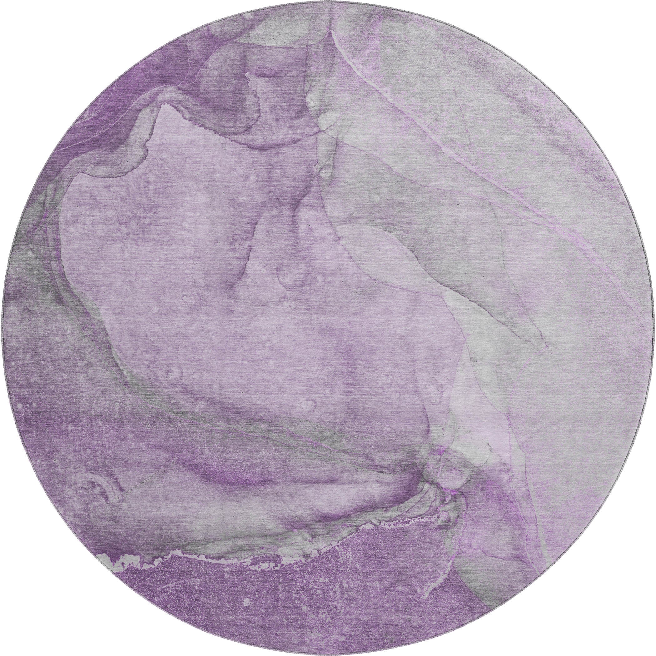 Bogota Machine Washable Transitional Lilac Purple Rug 8' x 8' #shape_Round