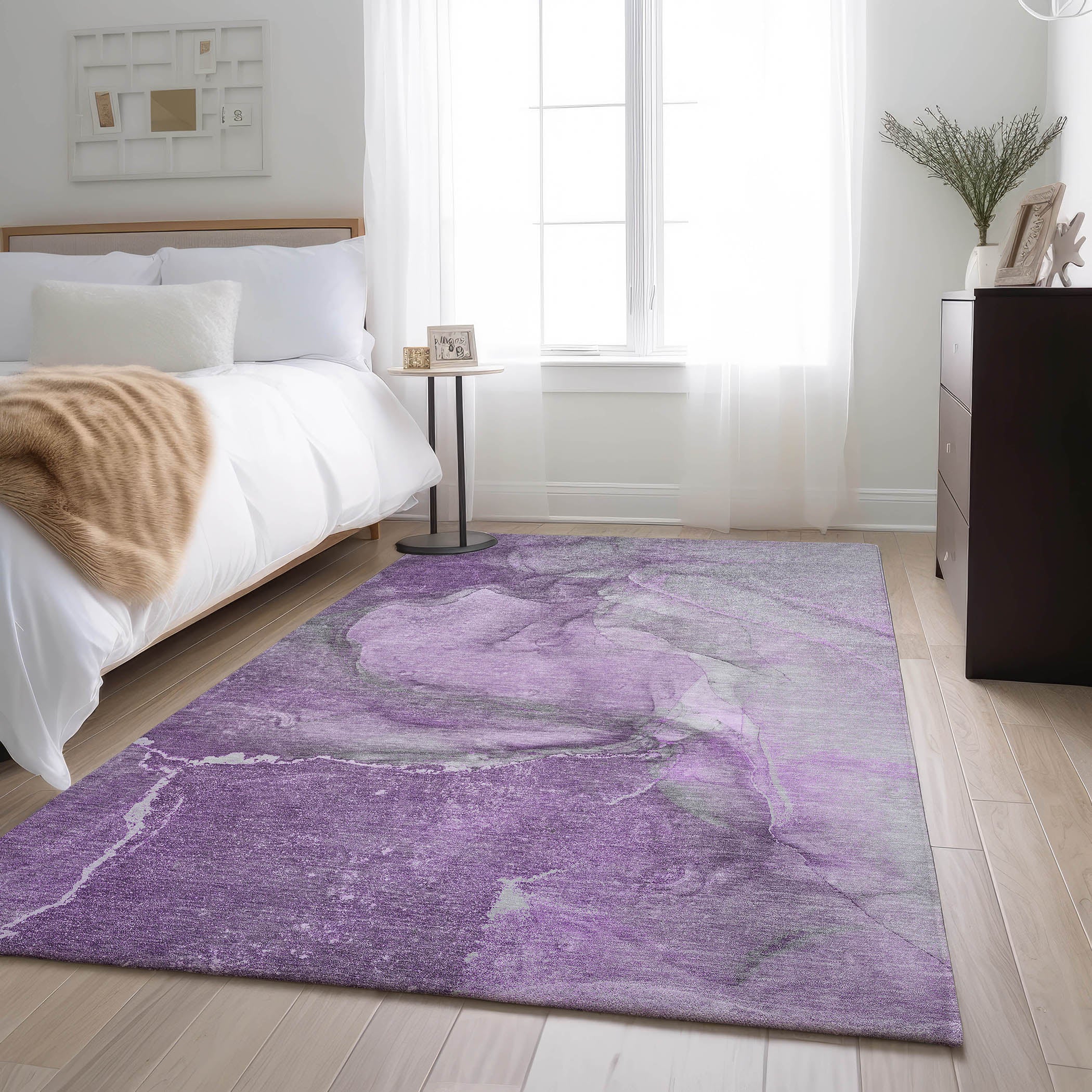 Bogota Machine Washable Transitional Lilac Purple Rug 2'6" x 3'10" #shape_Rectangle