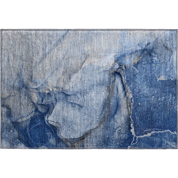 Bogota Machine Washable Transitional Navy Blue Rug 1'8" x 2'6"