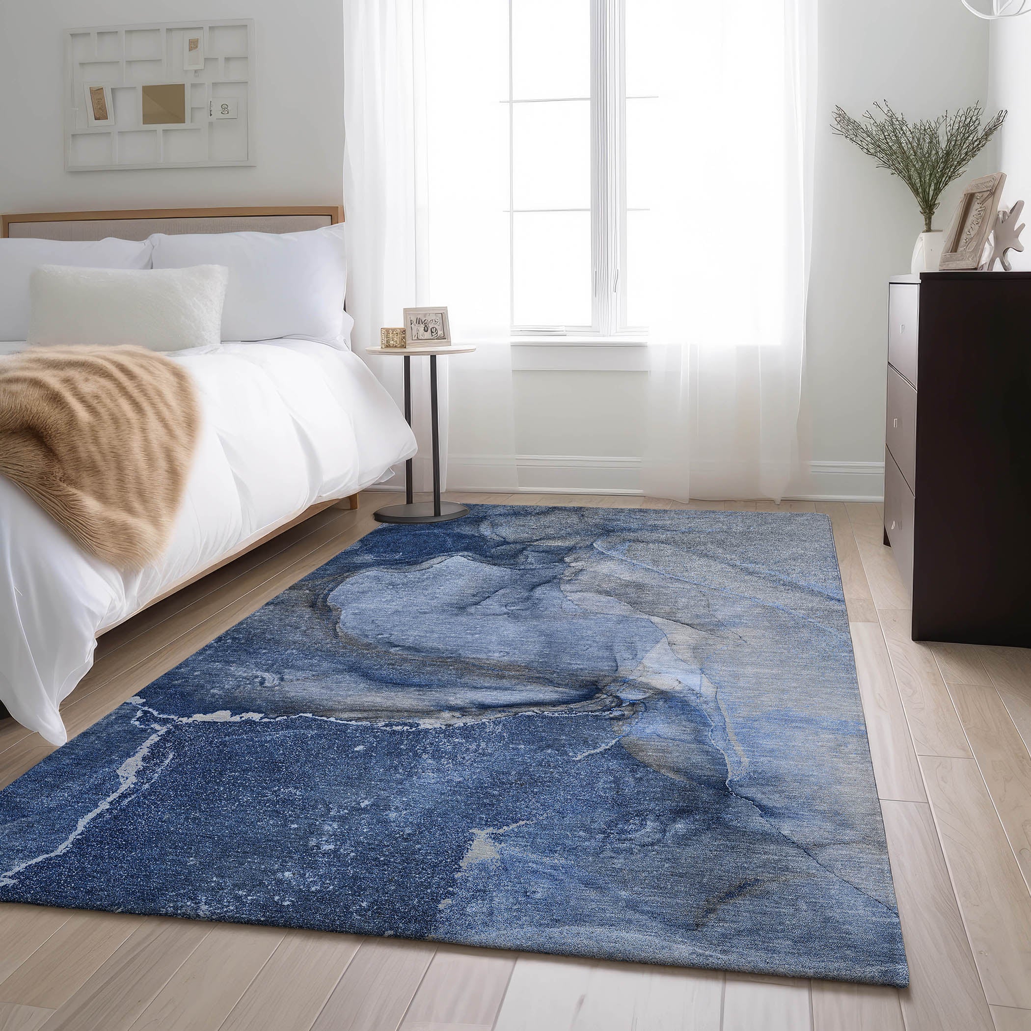 Bogota Machine Washable Transitional Navy Blue Rug 2'6" x 3'10" #shape_Rectangle