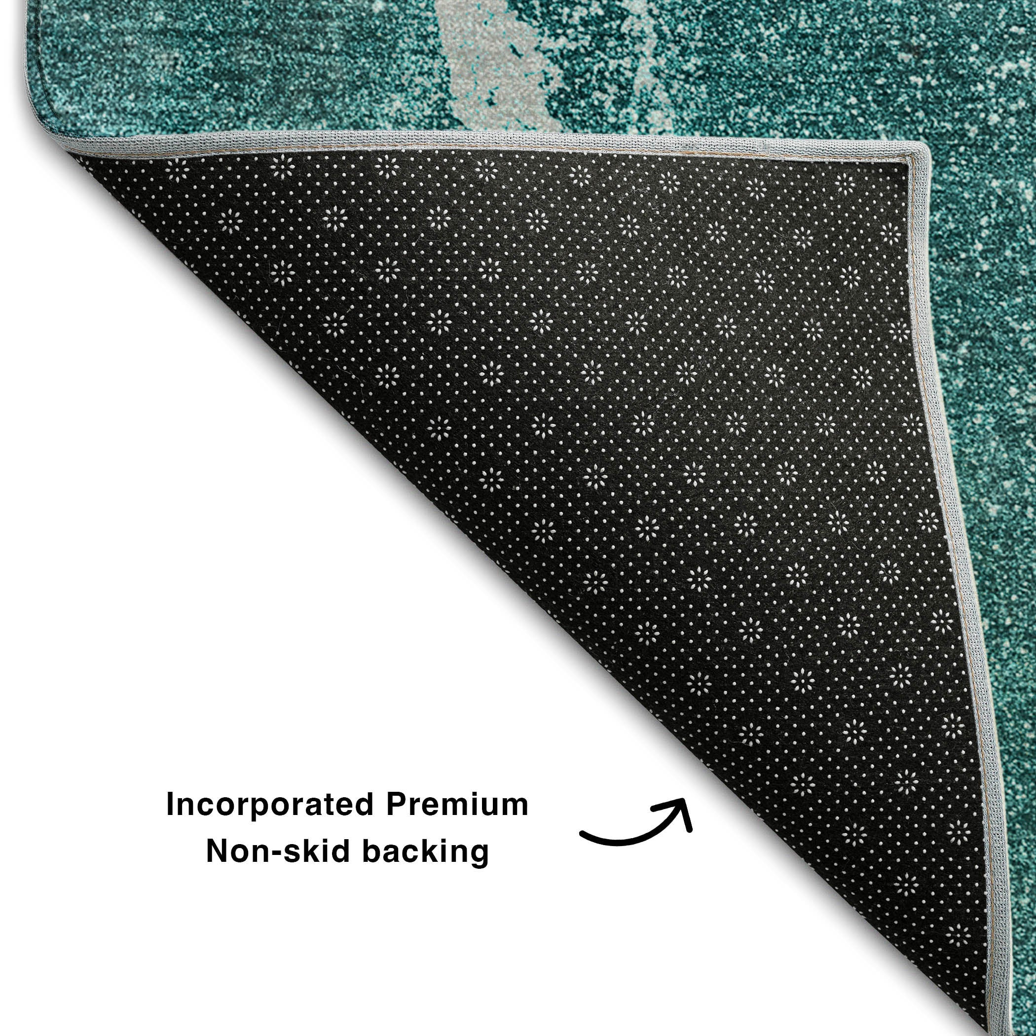 Bogota Machine Washable Transitional Teal Rug 1'8" x 2'6" #shape_Rectangle