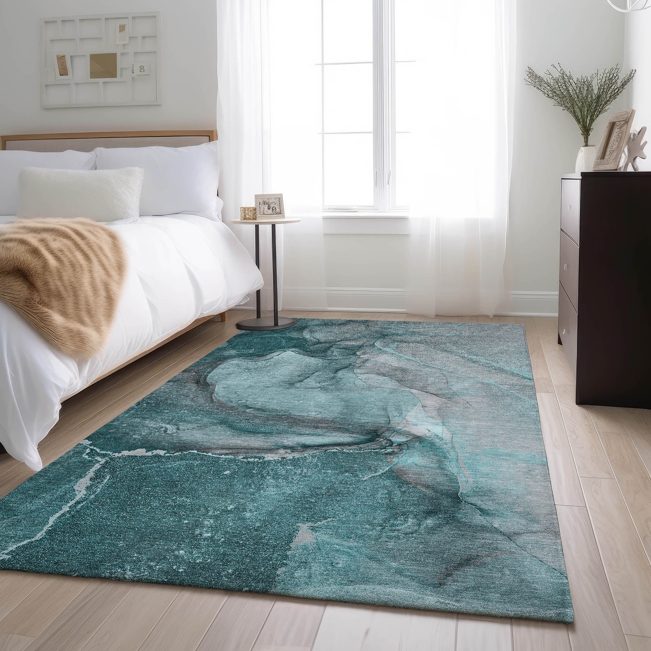 Bogota Machine Washable Transitional Teal Rug 2'6" x 3'10" #shape_Rectangle