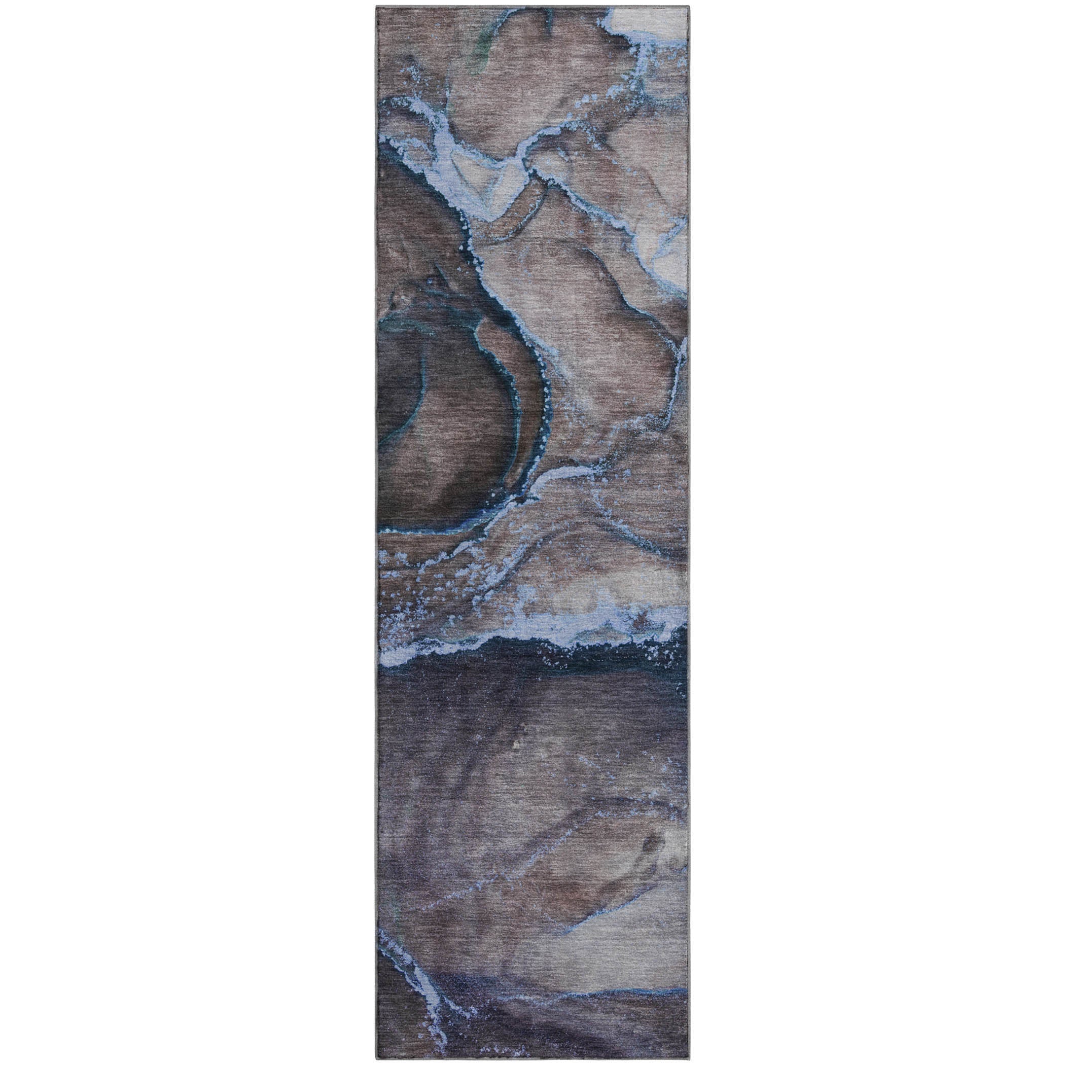 Tallinn Machine Washable Contemporary Navy Blue Rug 2'3" x 7'6" #shape_Runner