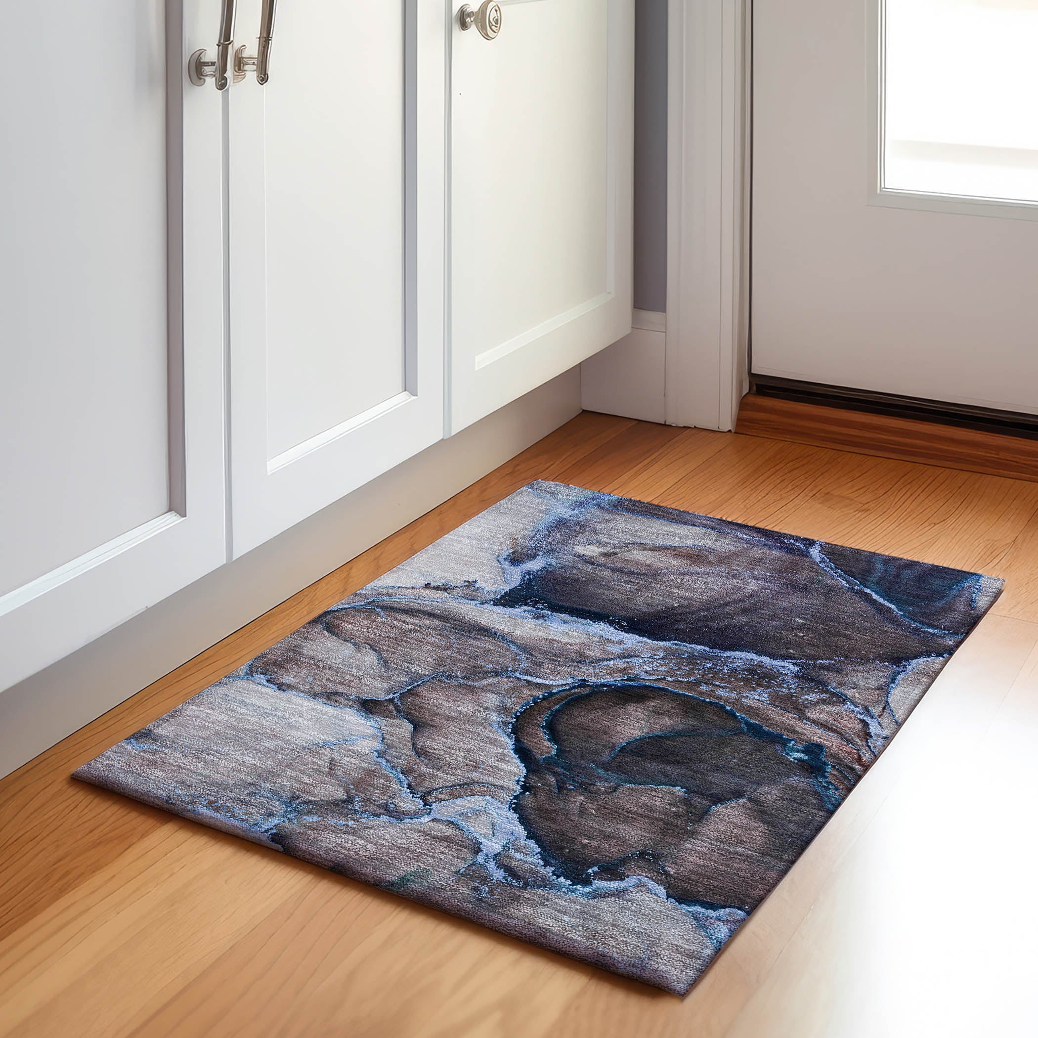 Tallinn Machine Washable Contemporary Navy Blue Rug 1'8" x 2'6" #shape_Rectangle