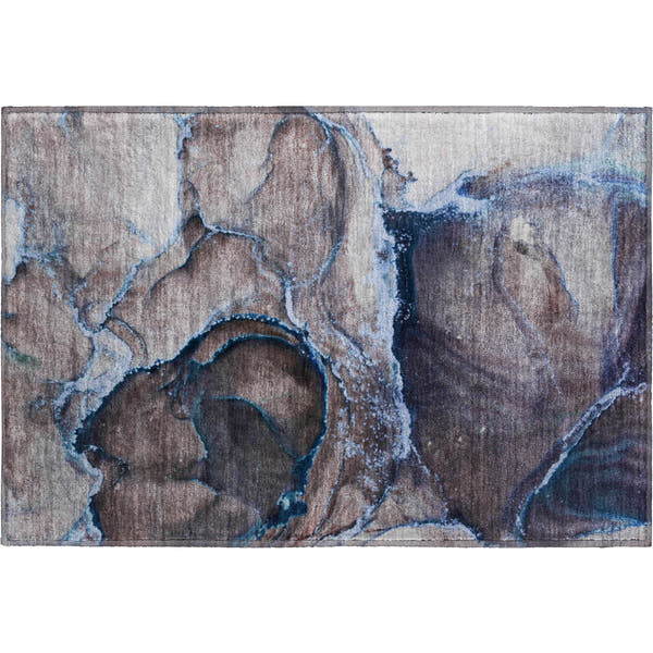 Tallinn Machine Washable Contemporary Navy Blue Rug 1'8" x 2'6"