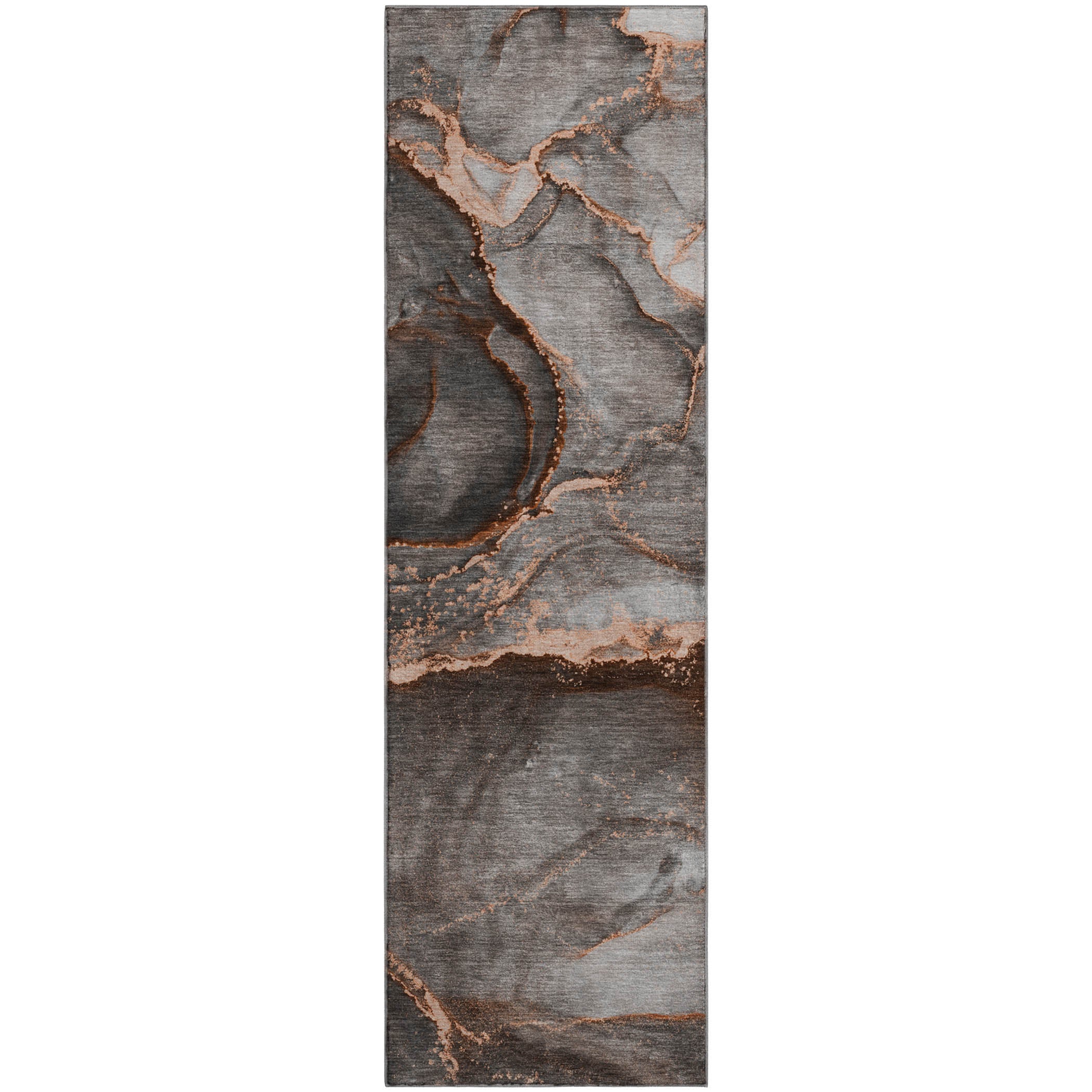 Tallinn Machine Washable Contemporary Peach Orange Rug 2'3" x 7'6" #shape_Runner