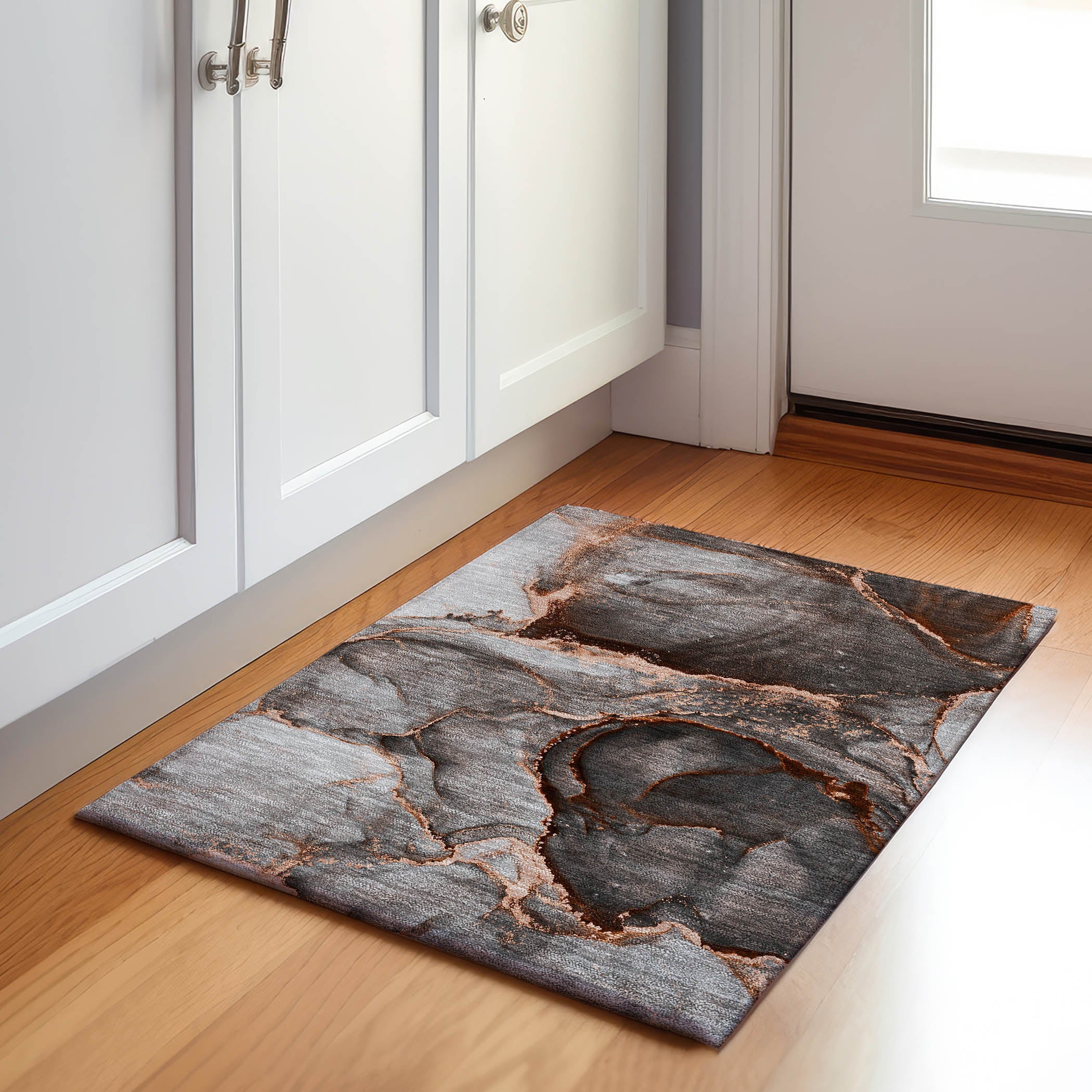 Tallinn Machine Washable Contemporary Peach Orange Rug 1'8" x 2'6" #shape_Rectangle