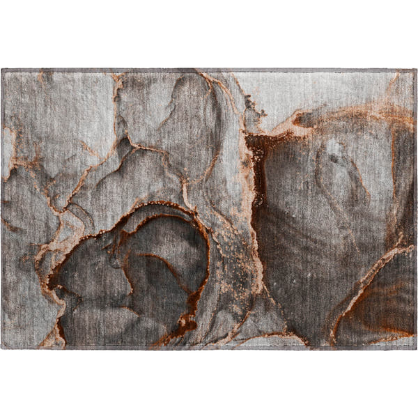 Tallinn Machine Washable Contemporary Peach Orange Rug 1'8" x 2'6"