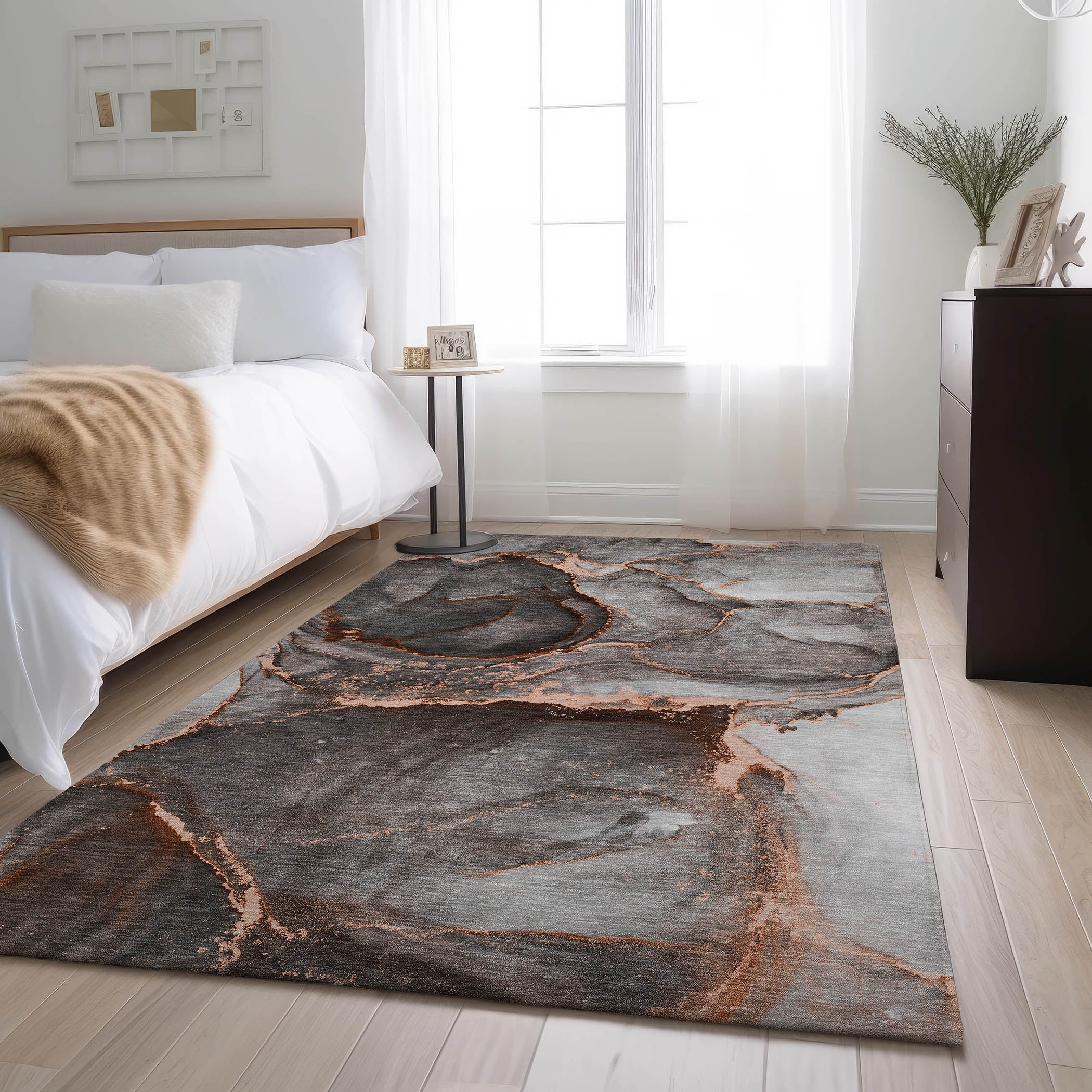 Tallinn Machine Washable Contemporary Peach Orange Rug 2'6" x 3'10" #shape_Rectangle