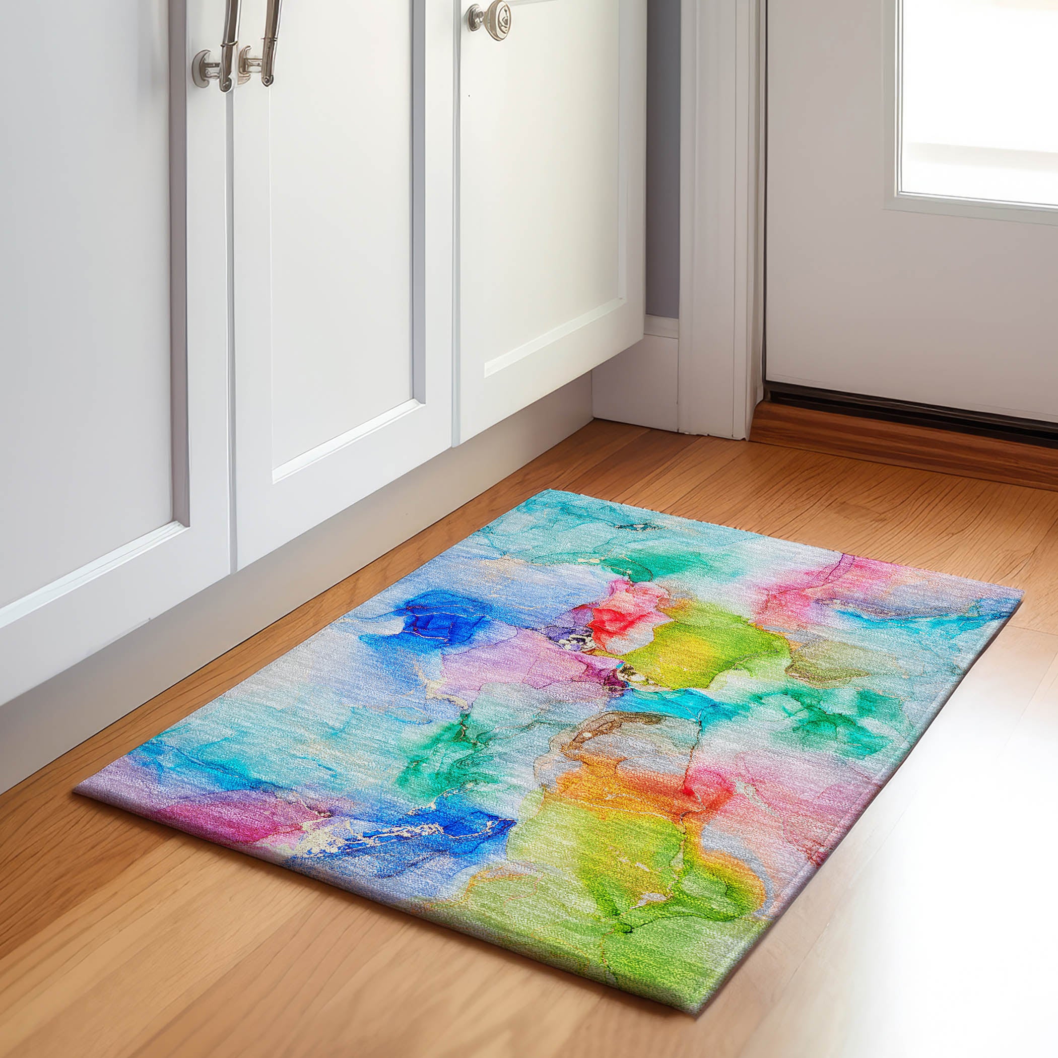 Reykjavik Machine Washable Transitional Blue Rug 1'8" x 2'6" #shape_Rectangle