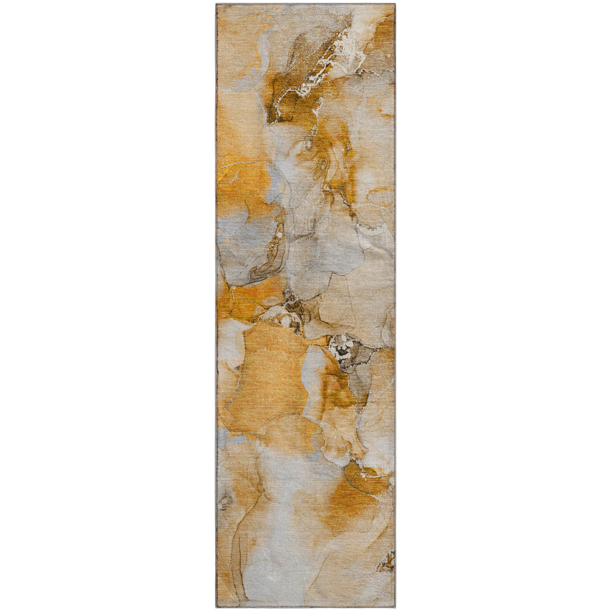 Reykjavik Machine Washable Transitional Orange Rug 2'3" x 7'6" #shape_Runner