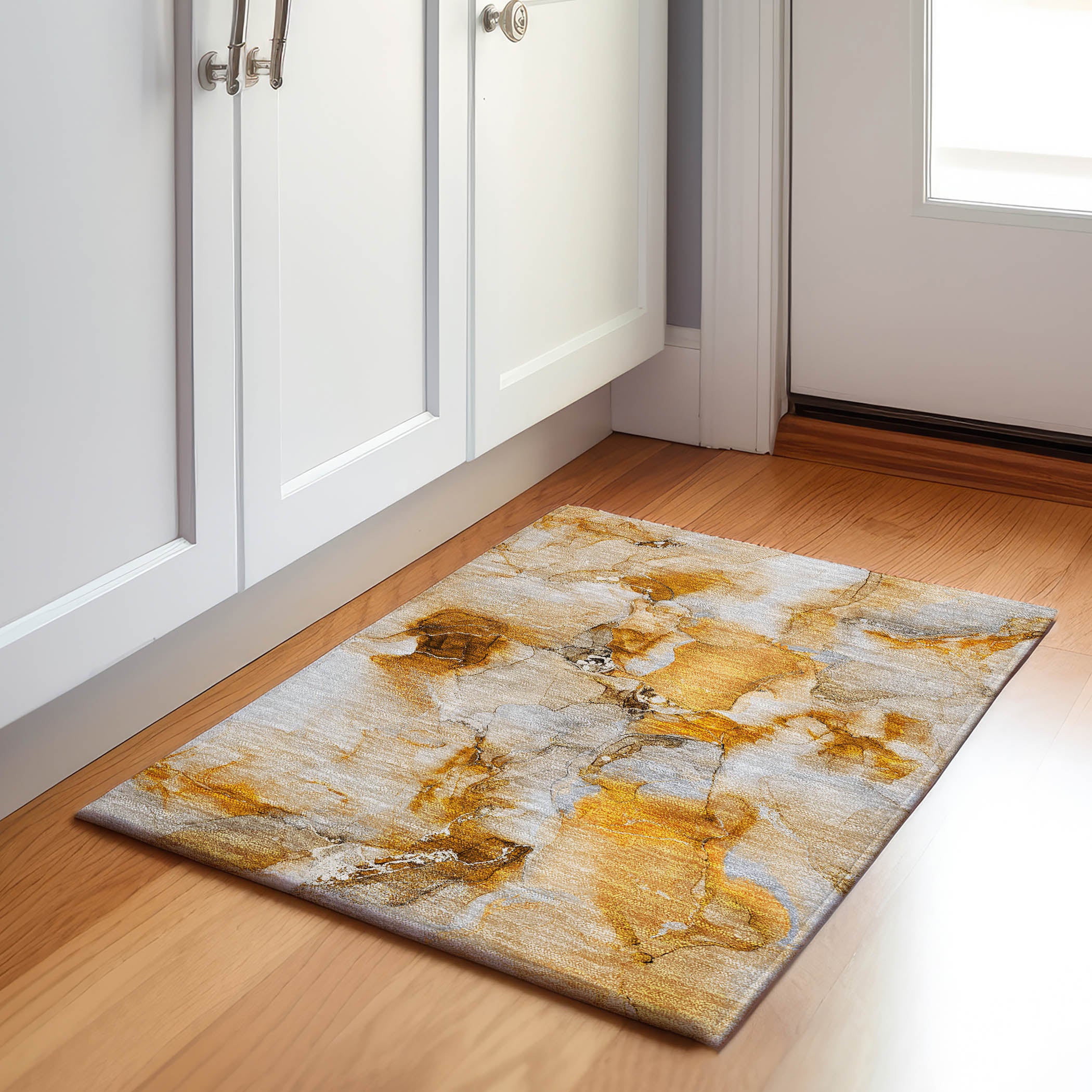 Reykjavik Machine Washable Transitional Orange Rug 1'8" x 2'6" #shape_Rectangle