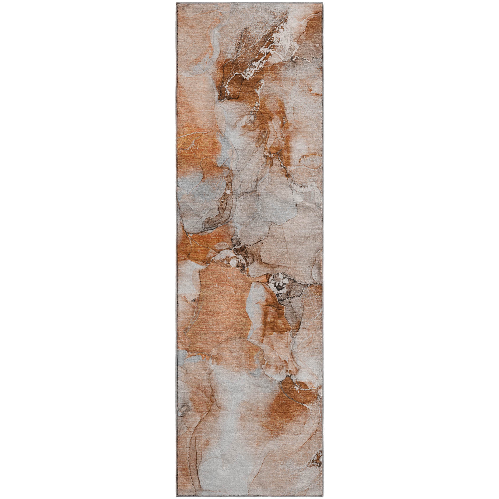 Reykjavik Machine Washable Transitional Paprika Orange Rug 2'3" x 7'6" #shape_Runner