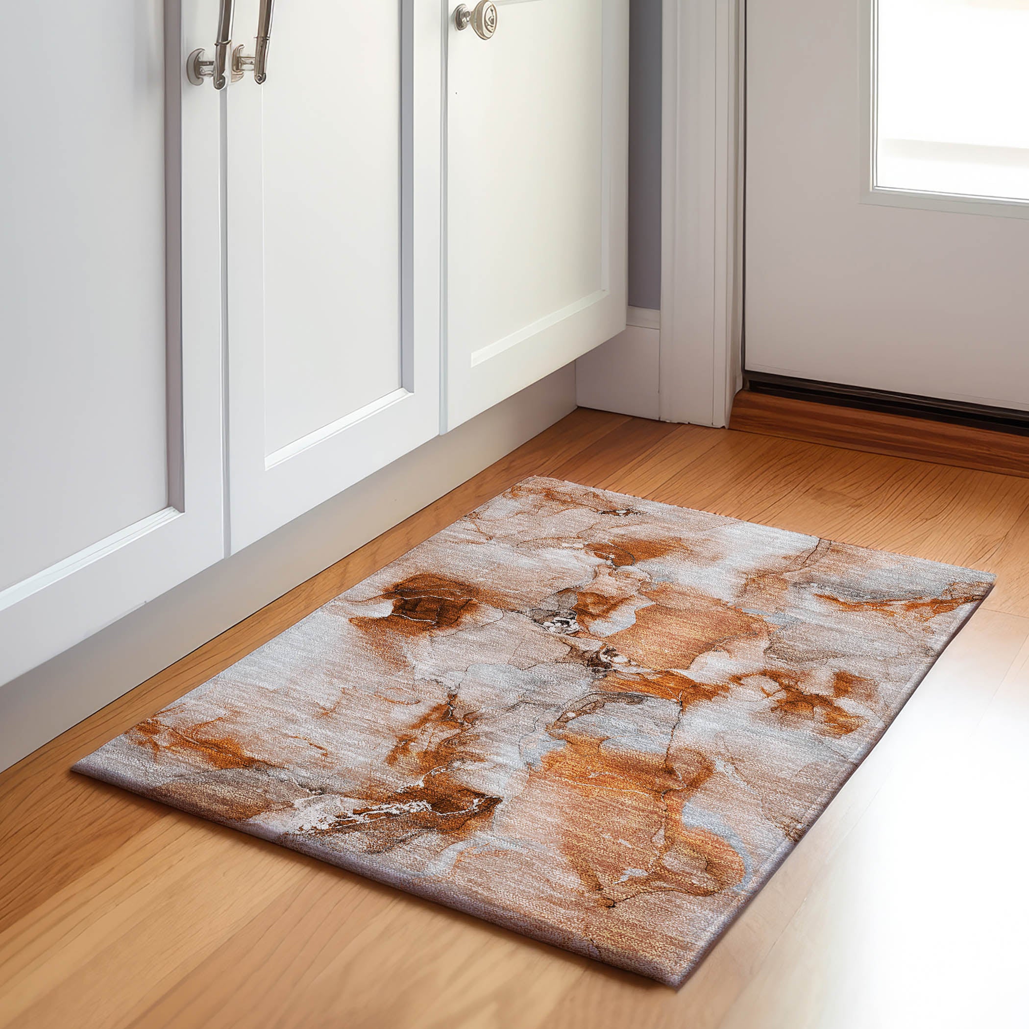 Reykjavik Machine Washable Transitional Paprika Orange Rug 1'8" x 2'6" #shape_Rectangle