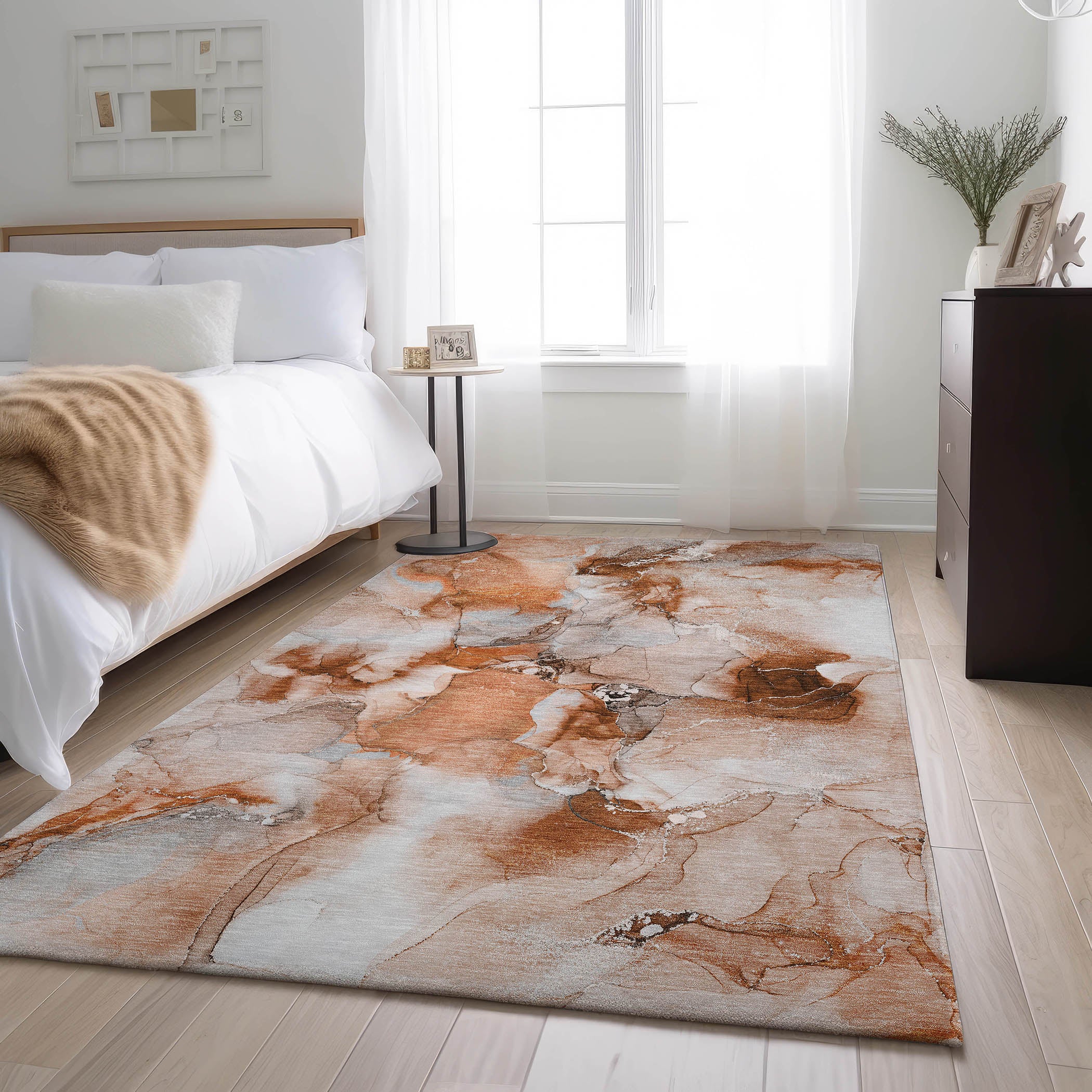 Reykjavik Machine Washable Transitional Paprika Orange Rug 2'6" x 3'10" #shape_Rectangle