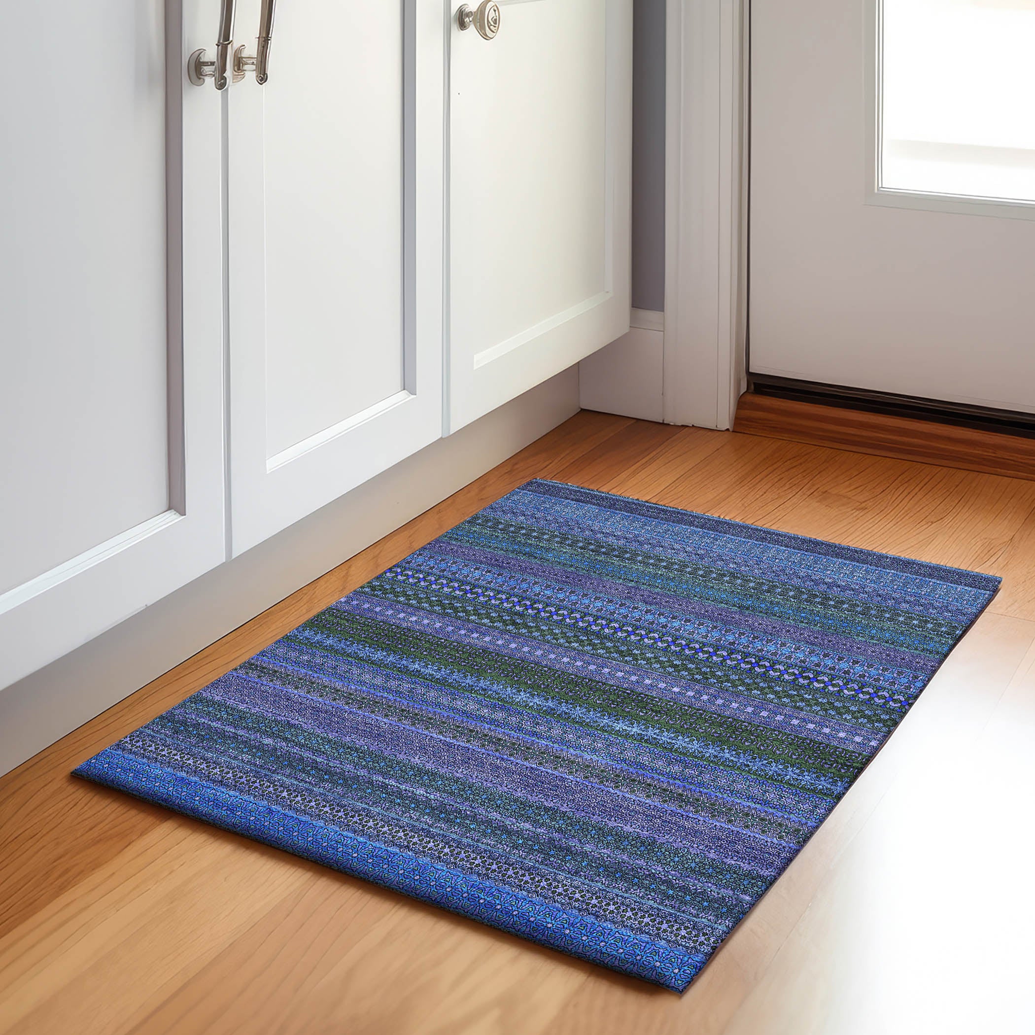 Porto Machine Washable Transitional Blue Rug 1'8" x 2'6" #shape_Rectangle