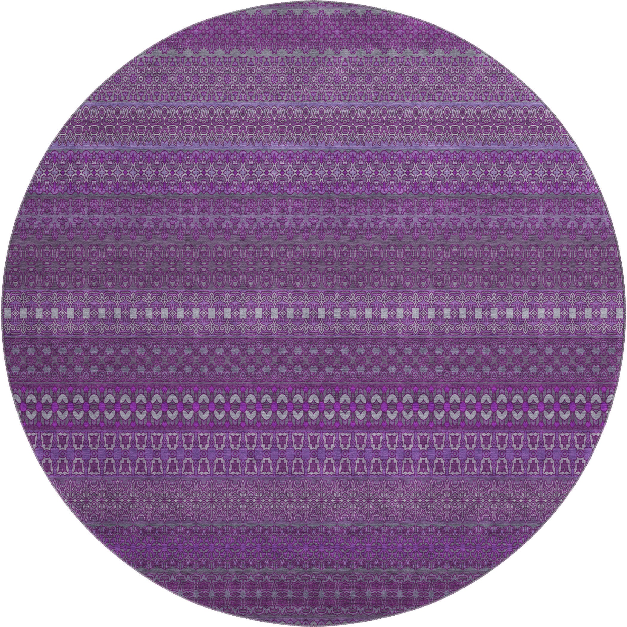 Porto Machine Washable Transitional Eggplant Purple Rug 8' x 8' #shape_Round