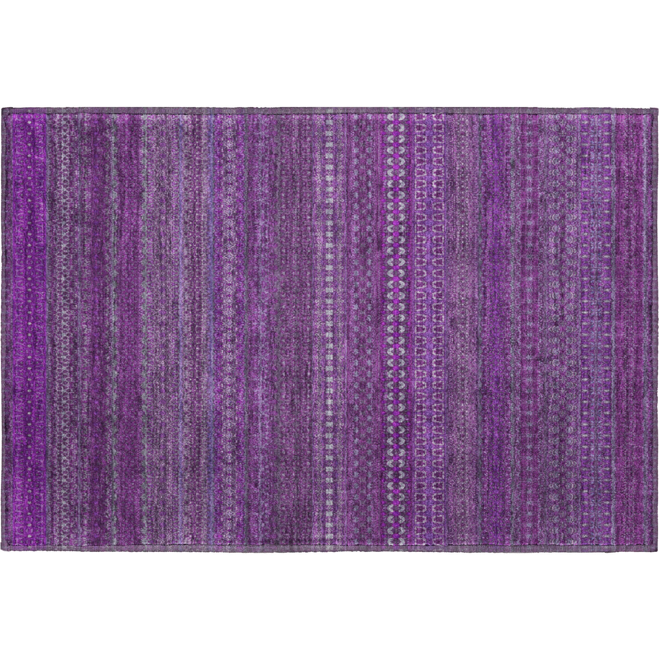 Porto Machine Washable Transitional Eggplant Purple Rug 1'8" x 2'6" #shape_Rectangle