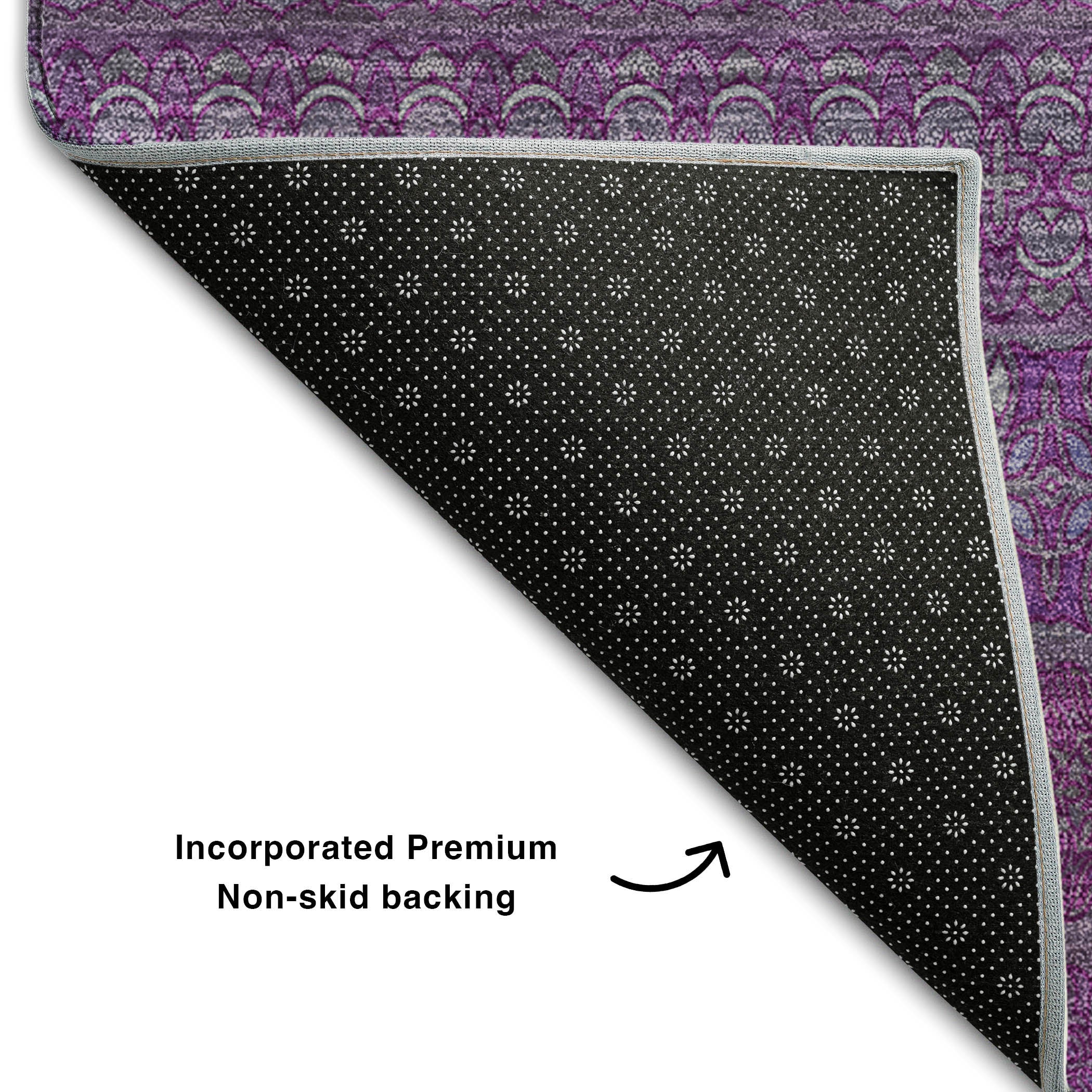 Porto Machine Washable Transitional Eggplant Purple Rug 1'8" x 2'6" #shape_Rectangle