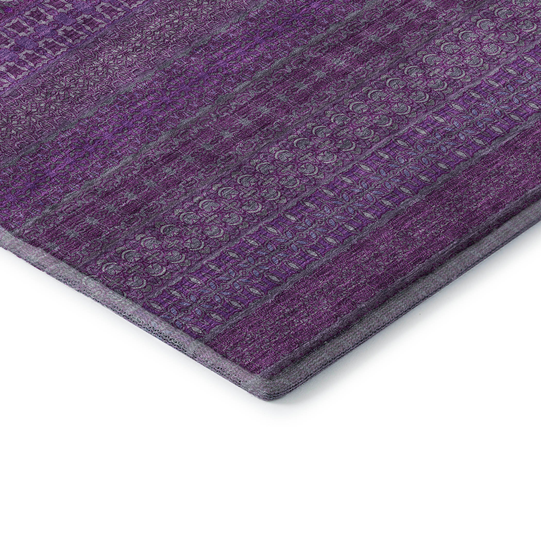 Porto Machine Washable Transitional Eggplant Purple Rug 1'8" x 2'6" #shape_Rectangle