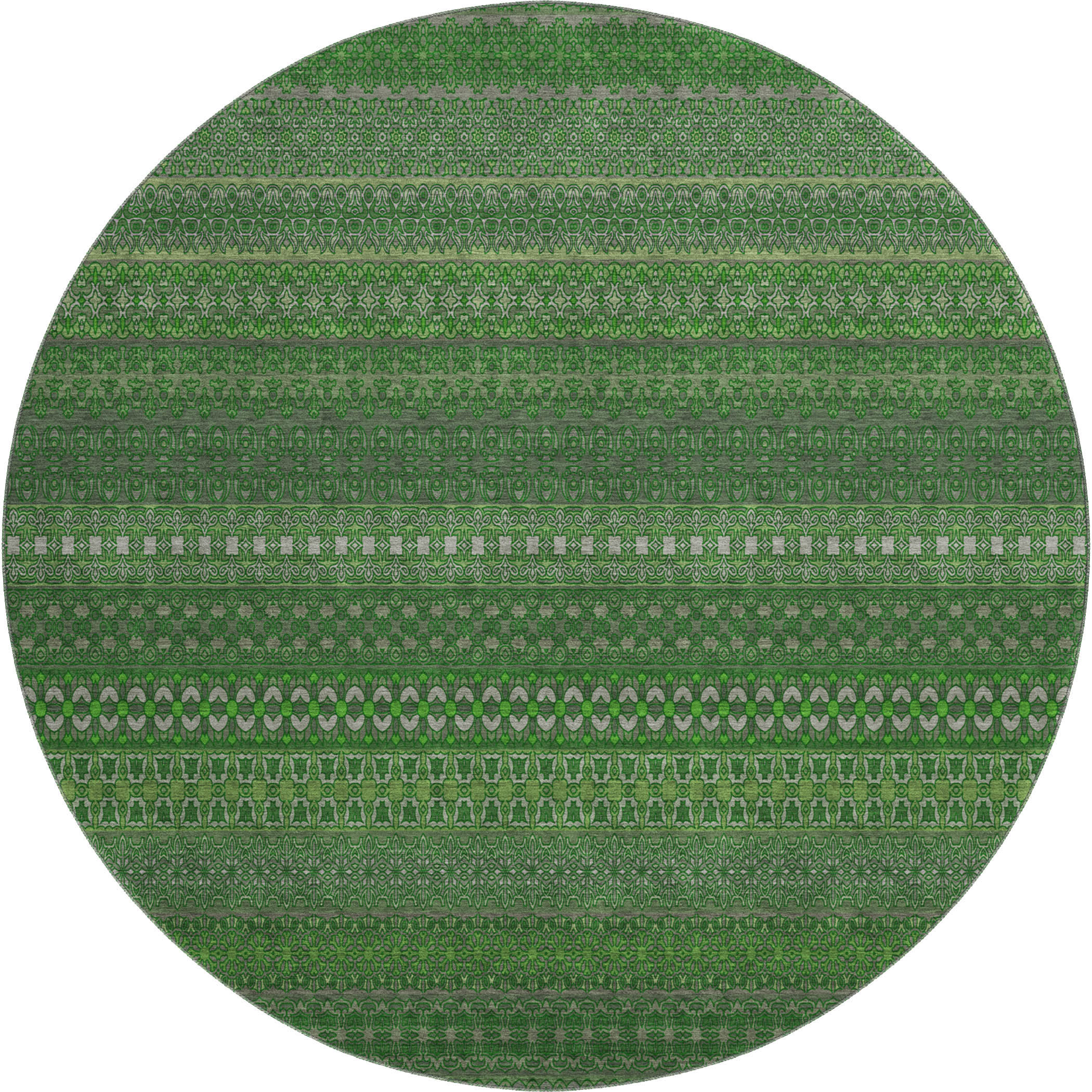 Porto Machine Washable Transitional Fern Green Rug 8' x 8' #shape_Round