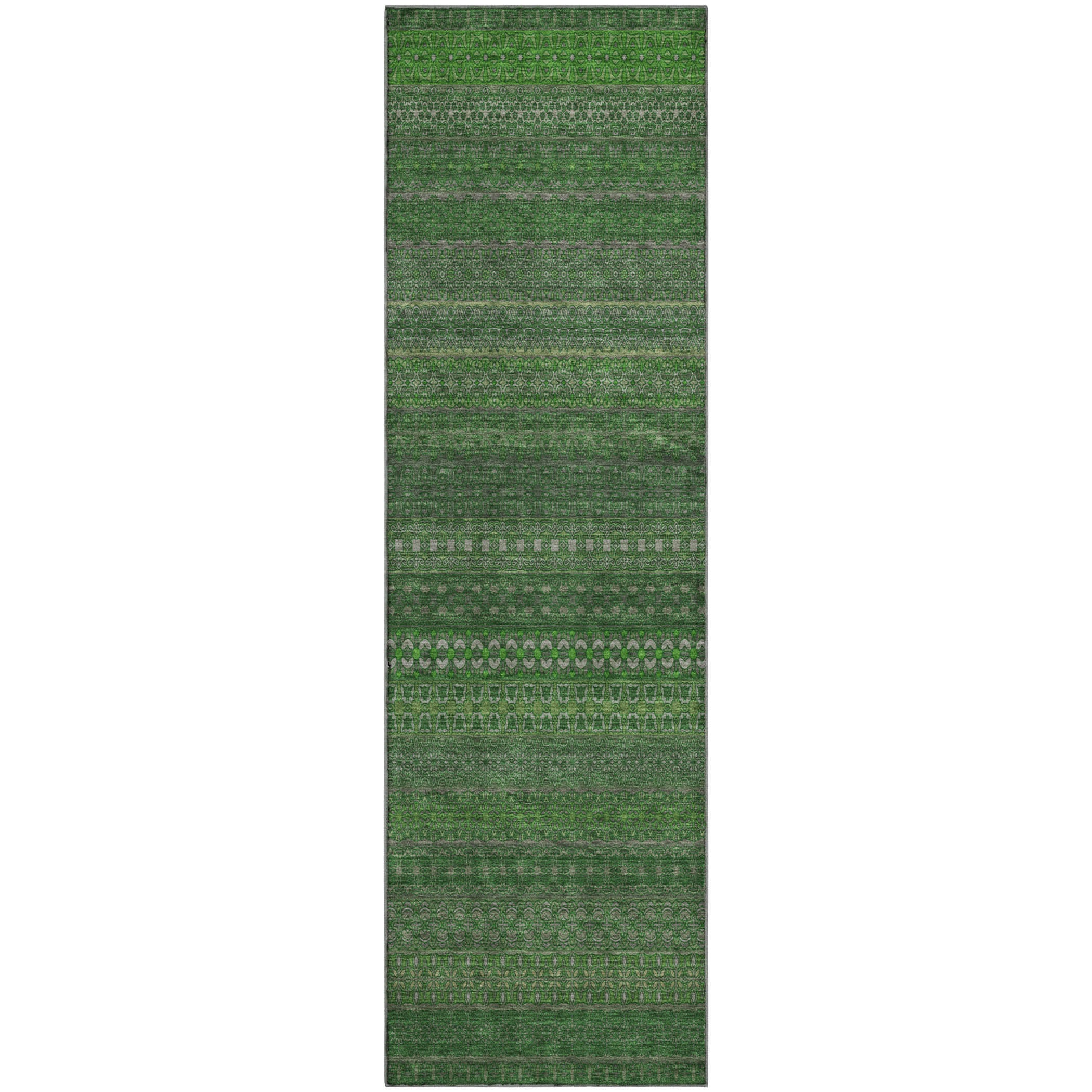 Porto Machine Washable Transitional Fern Green Rug 2'3" x 7'6" #shape_Runner