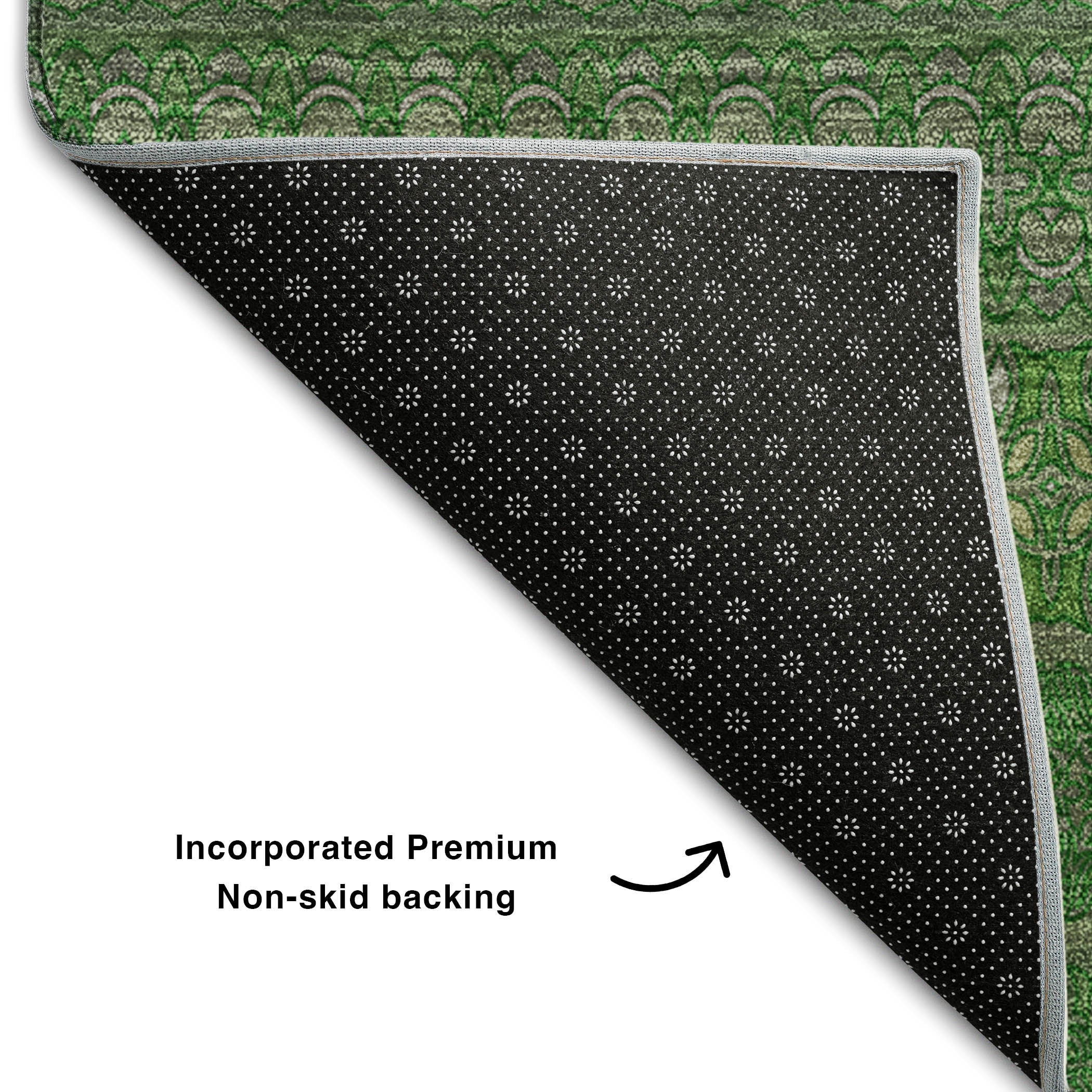 Porto Machine Washable Transitional Fern Green Rug 1'8" x 2'6" #shape_Rectangle