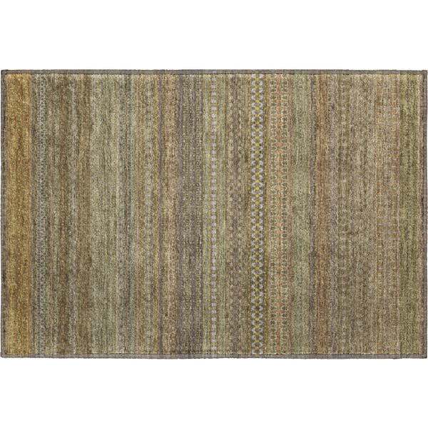Porto Machine Washable Transitional Khaki Brown Rug 1'8" x 2'6"