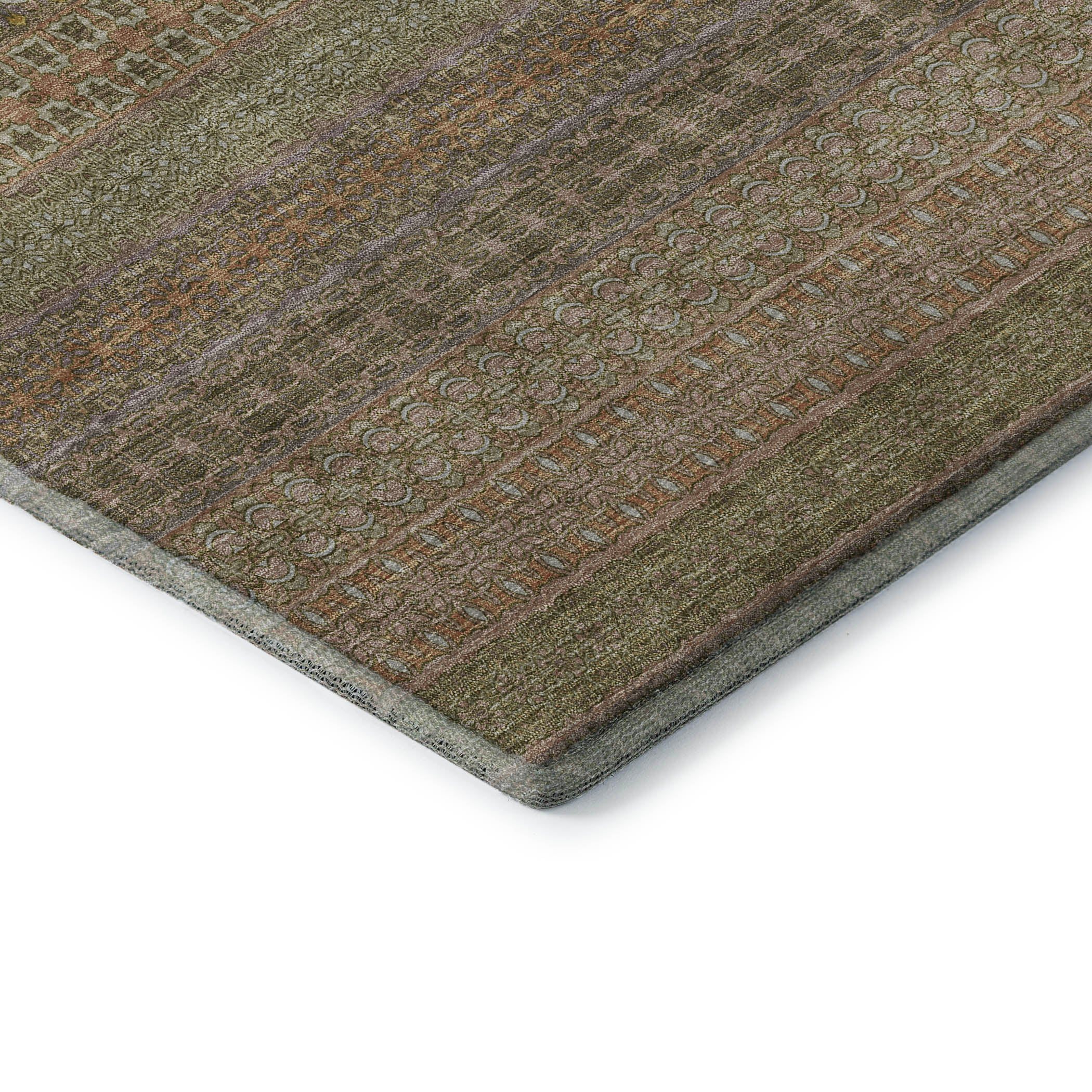 Porto Machine Washable Transitional Khaki Brown Rug 1'8" x 2'6" #shape_Rectangle