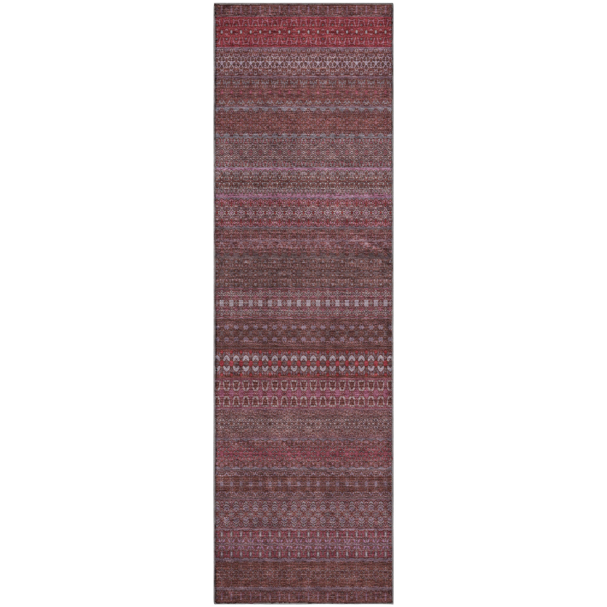 Porto Machine Washable Transitional Merlot Red Rug 2'3" x 7'6" #shape_Runner