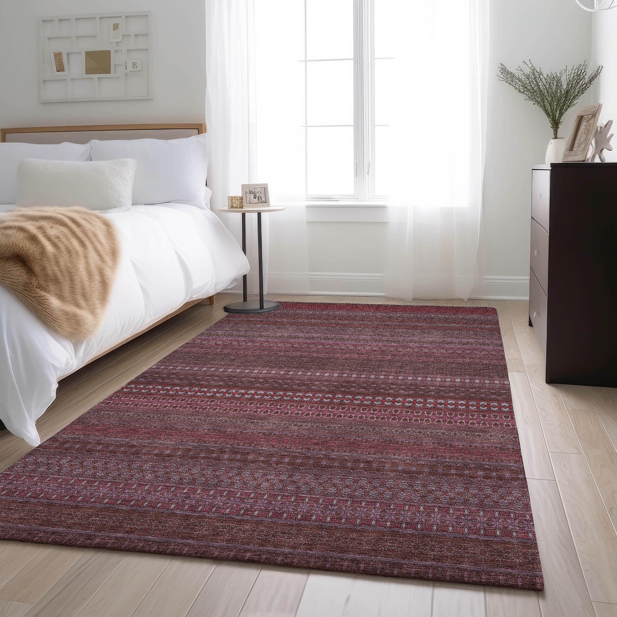Porto Machine Washable Transitional Merlot Red Rug 2'6" x 3'10" #shape_Rectangle