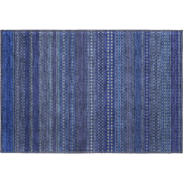 Porto Machine Washable Transitional Navy Blue Rug 1'8" x 2'6"