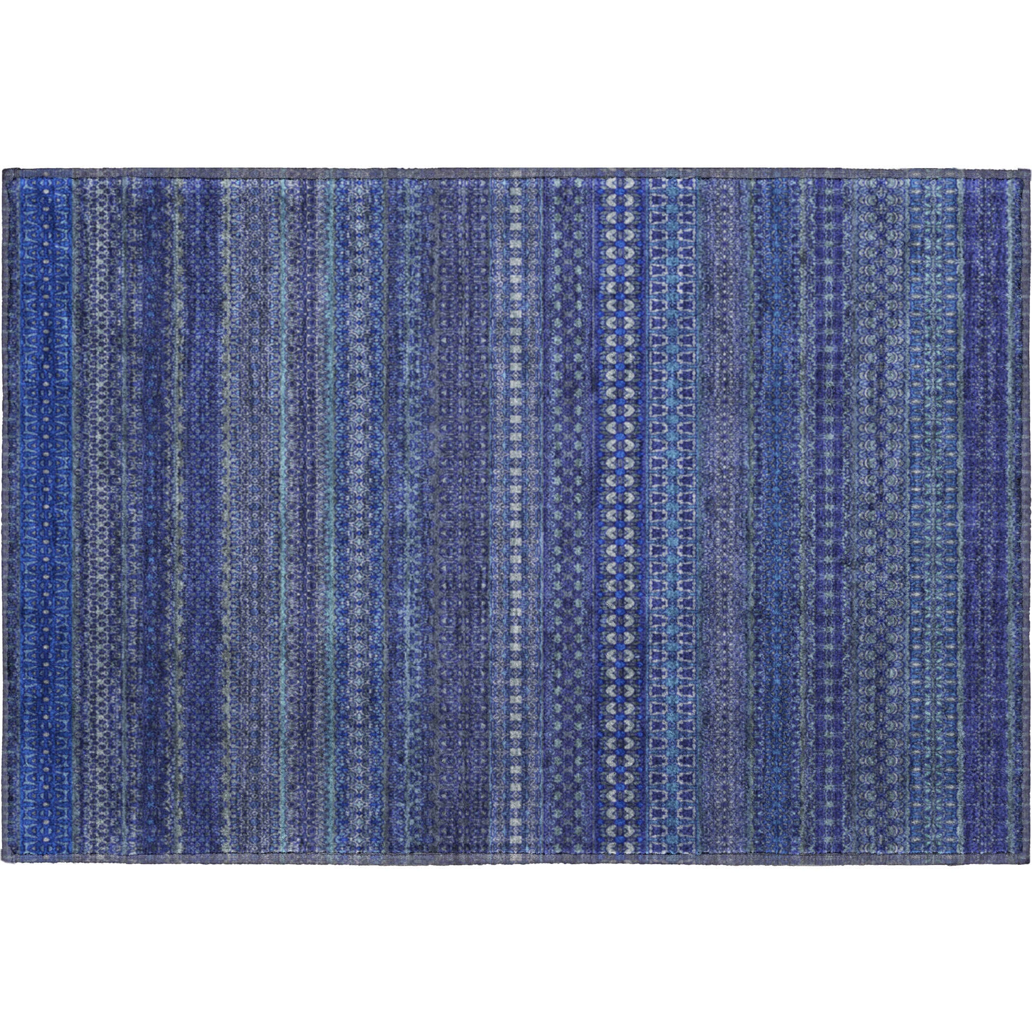 Porto Machine Washable Transitional Navy Blue Rug 1'8" x 2'6" #shape_Rectangle