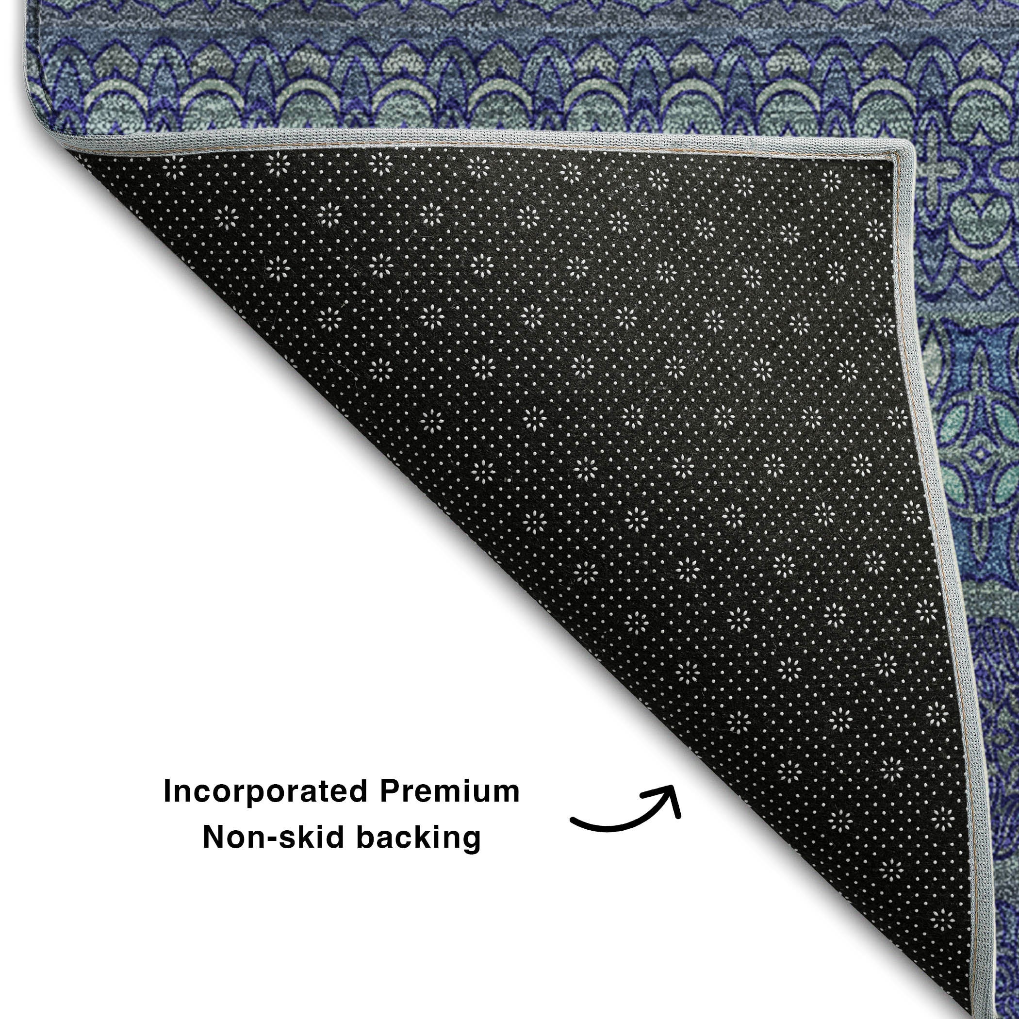 Porto Machine Washable Transitional Navy Blue Rug 1'8" x 2'6" #shape_Rectangle