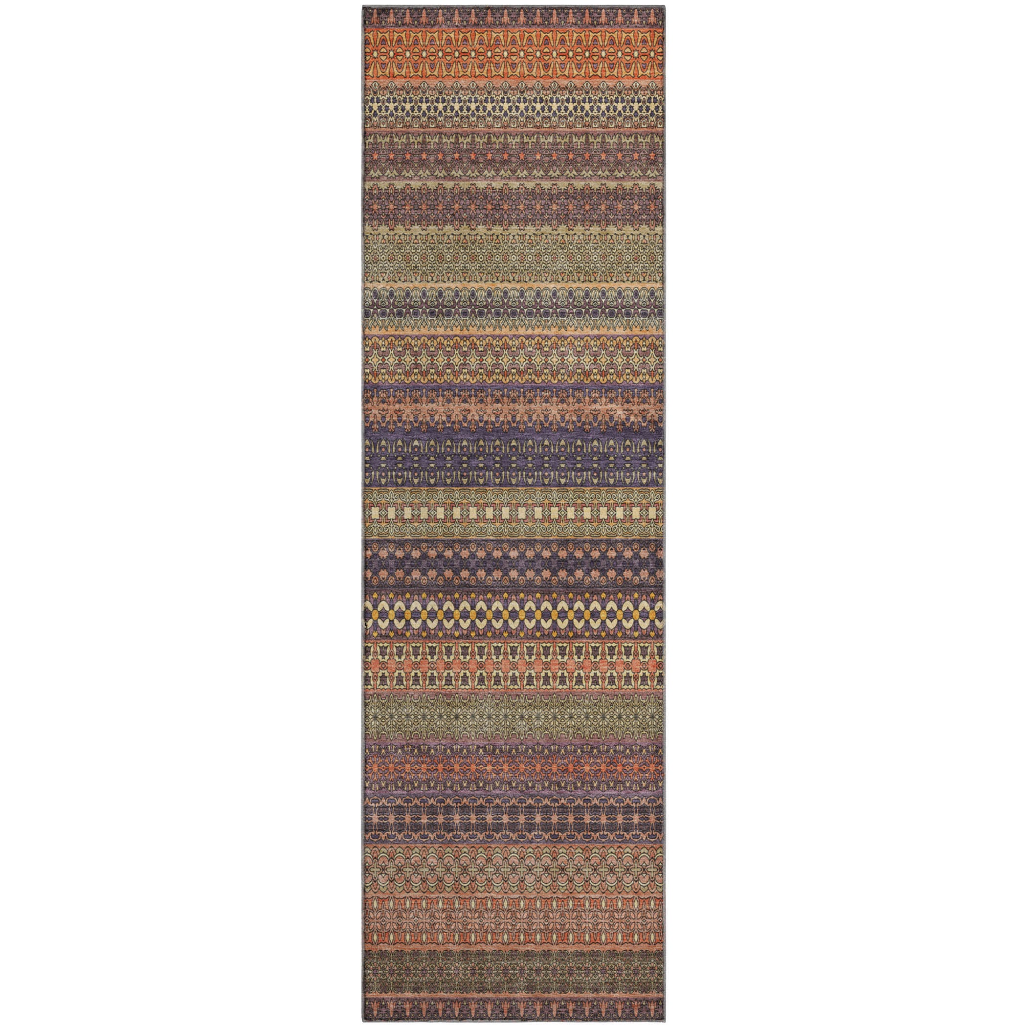 Porto Machine Washable Transitional Paprika Orange Rug 2'3" x 7'6" #shape_Runner